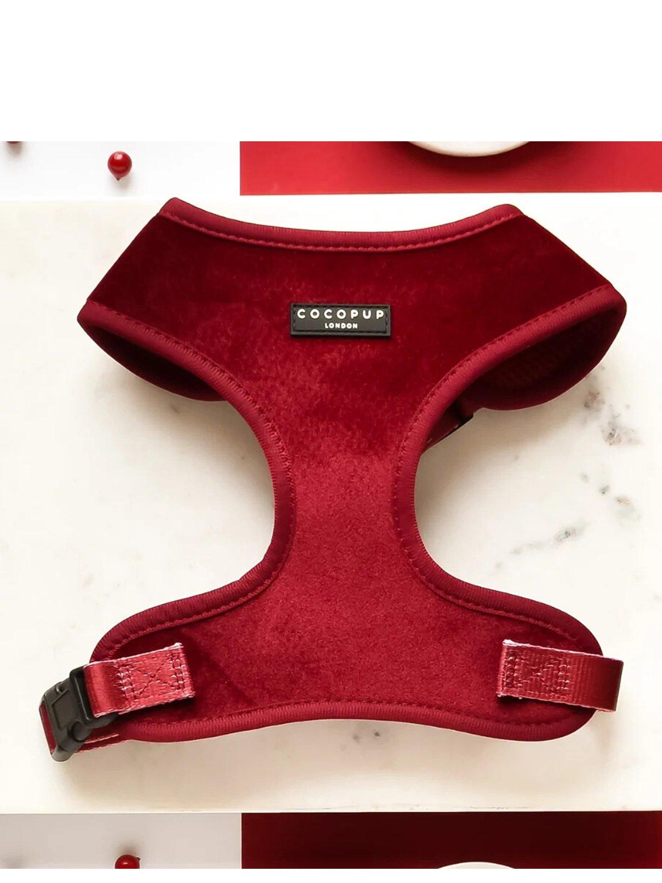 Image 1 of 6 of Cocopup Velvet Adjustable Neck Harness - Berry Red