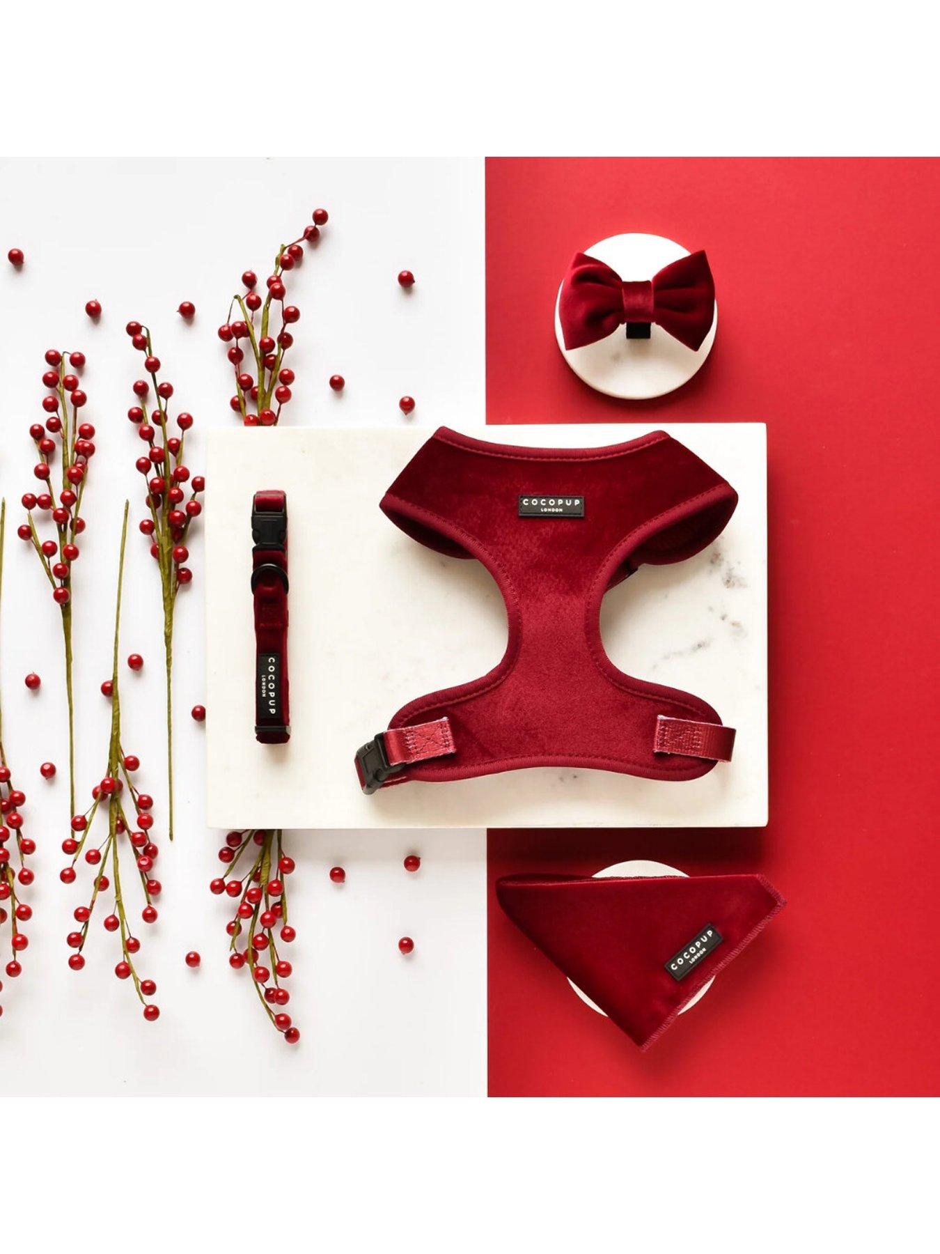 Image 5 of 6 of Cocopup Velvet Adjustable Neck Harness - Berry Red