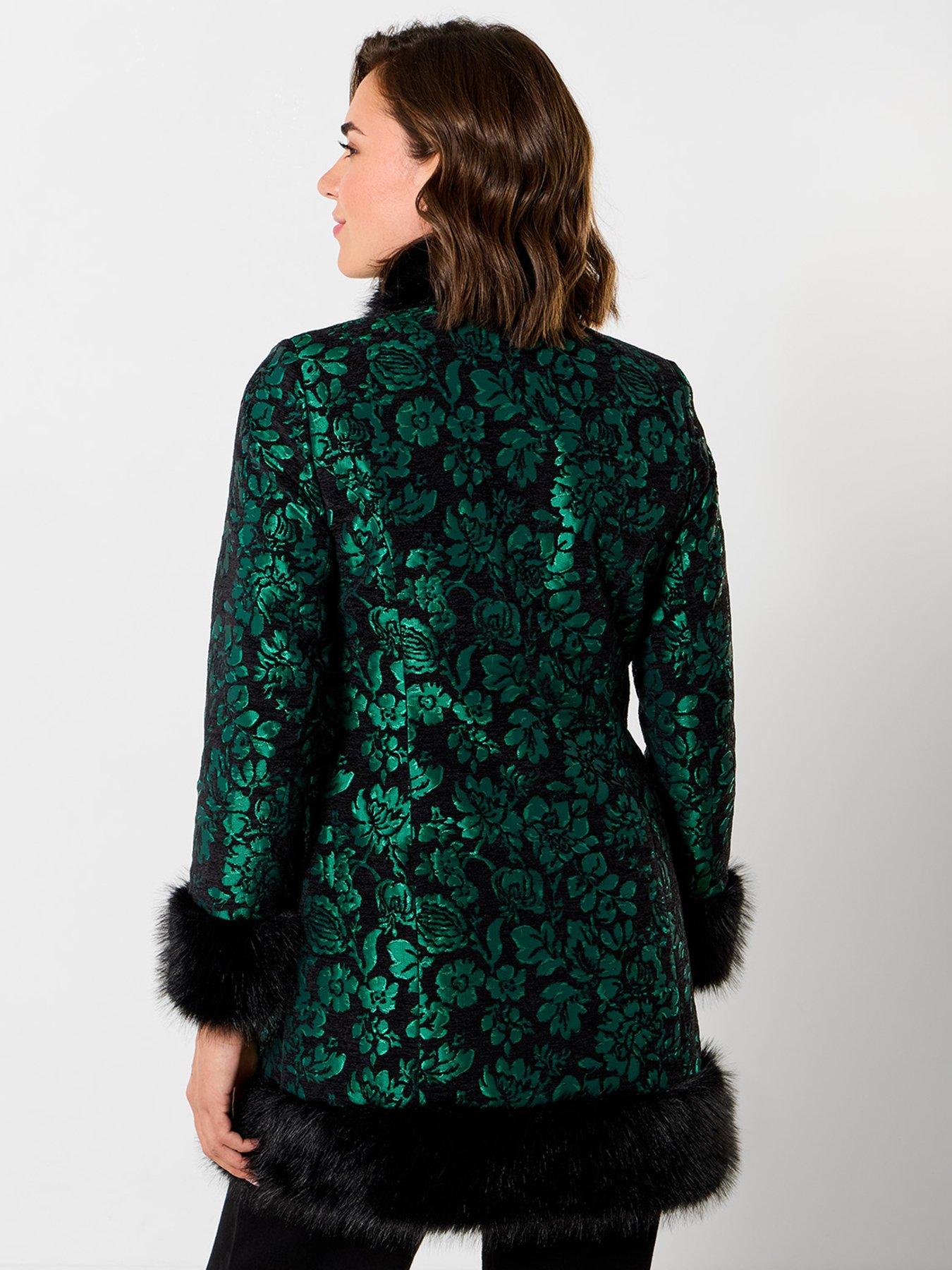 Image 3 of 7 of Joe Browns Statement Jacquard Faux Fur Trim Coat