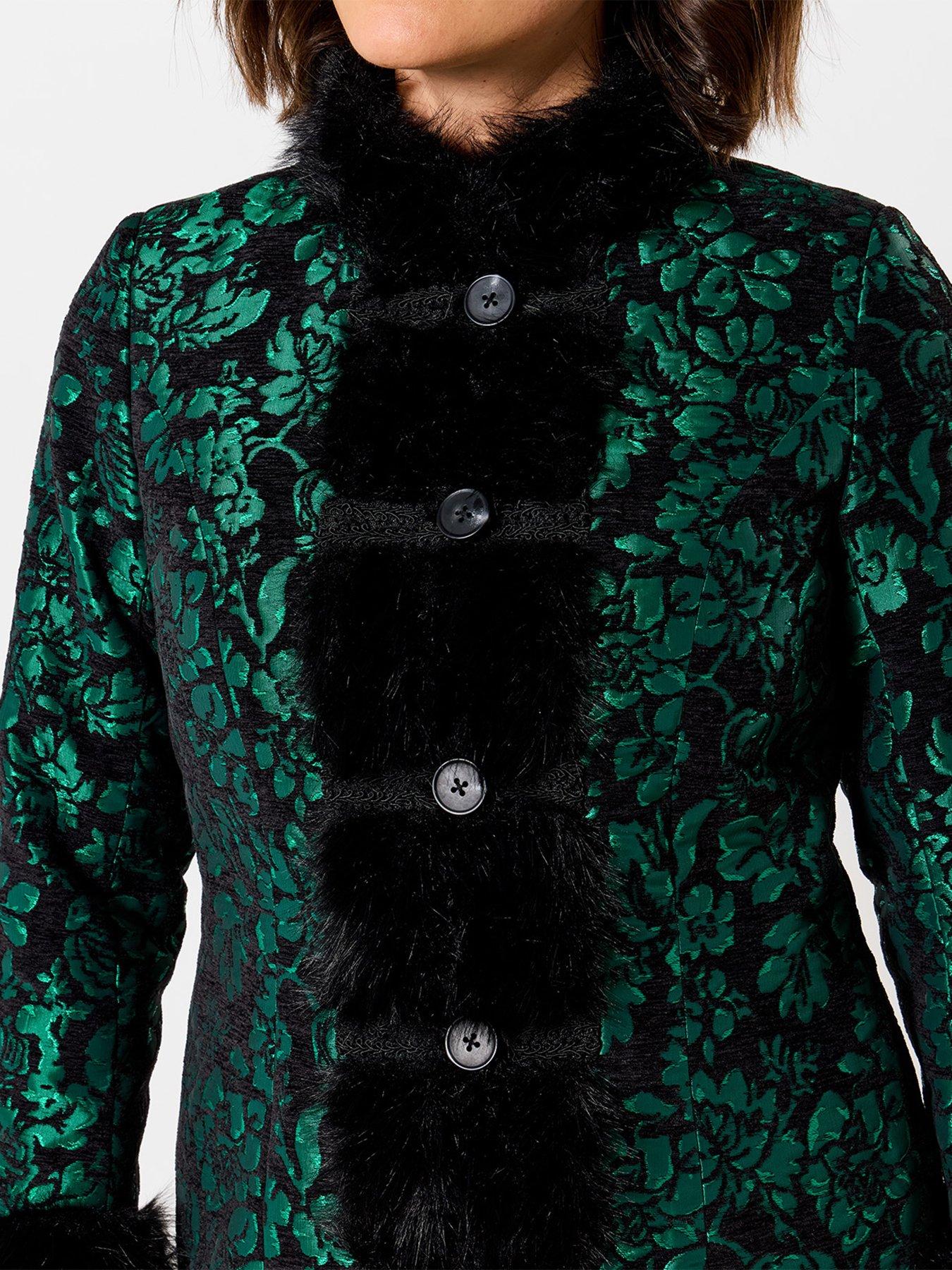 Image 5 of 7 of Joe Browns Statement Jacquard Faux Fur Trim Coat