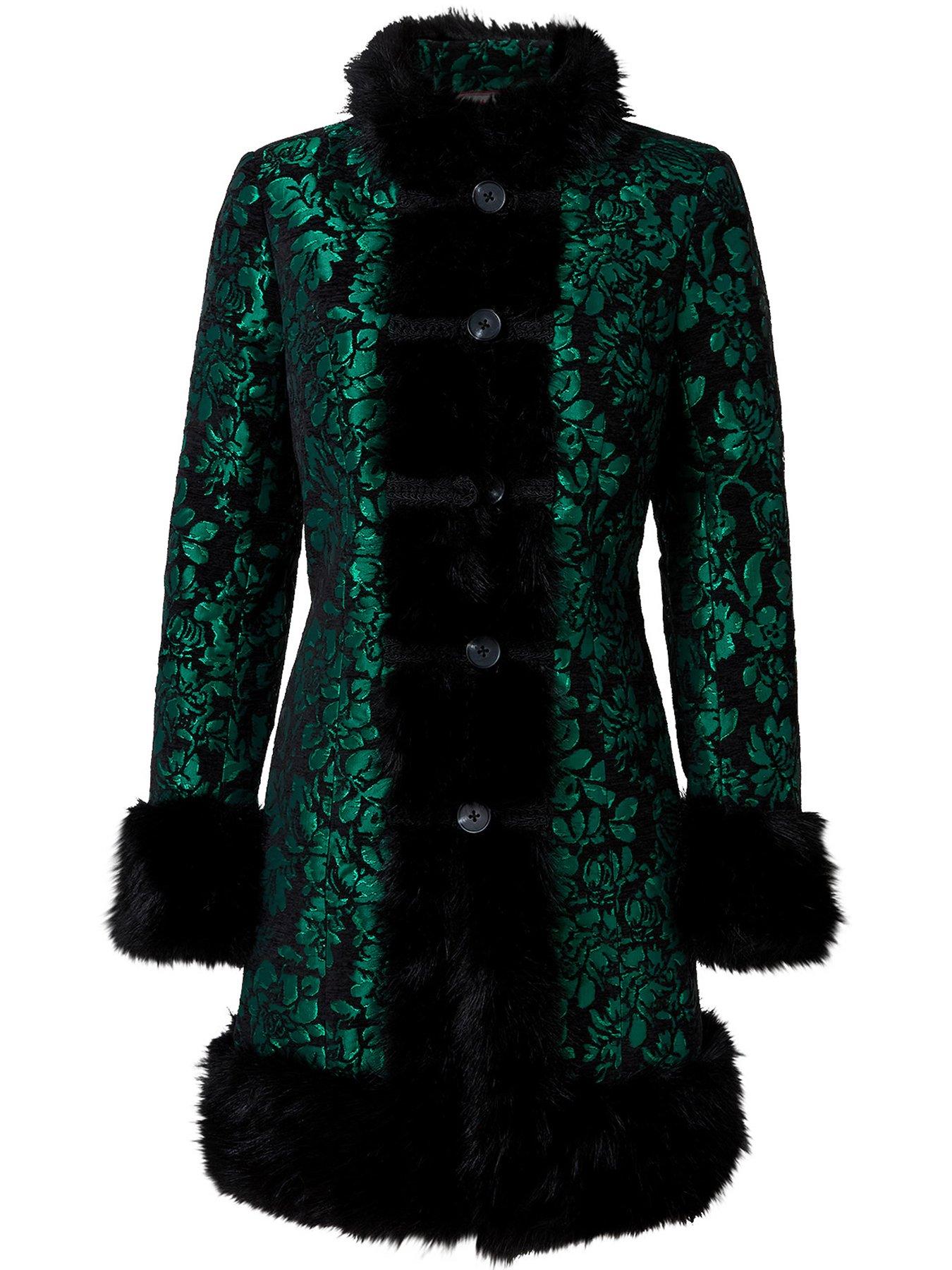 Image 7 of 7 of Joe Browns Statement Jacquard Faux Fur Trim Coat