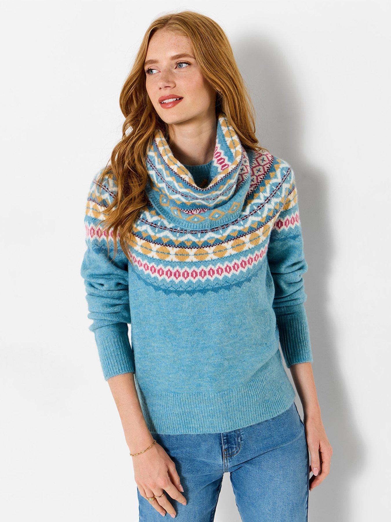 Image 1 of 7 of Joe Browns Womens Fairisle Matching Snood Soft Stretch Jumper - Blue