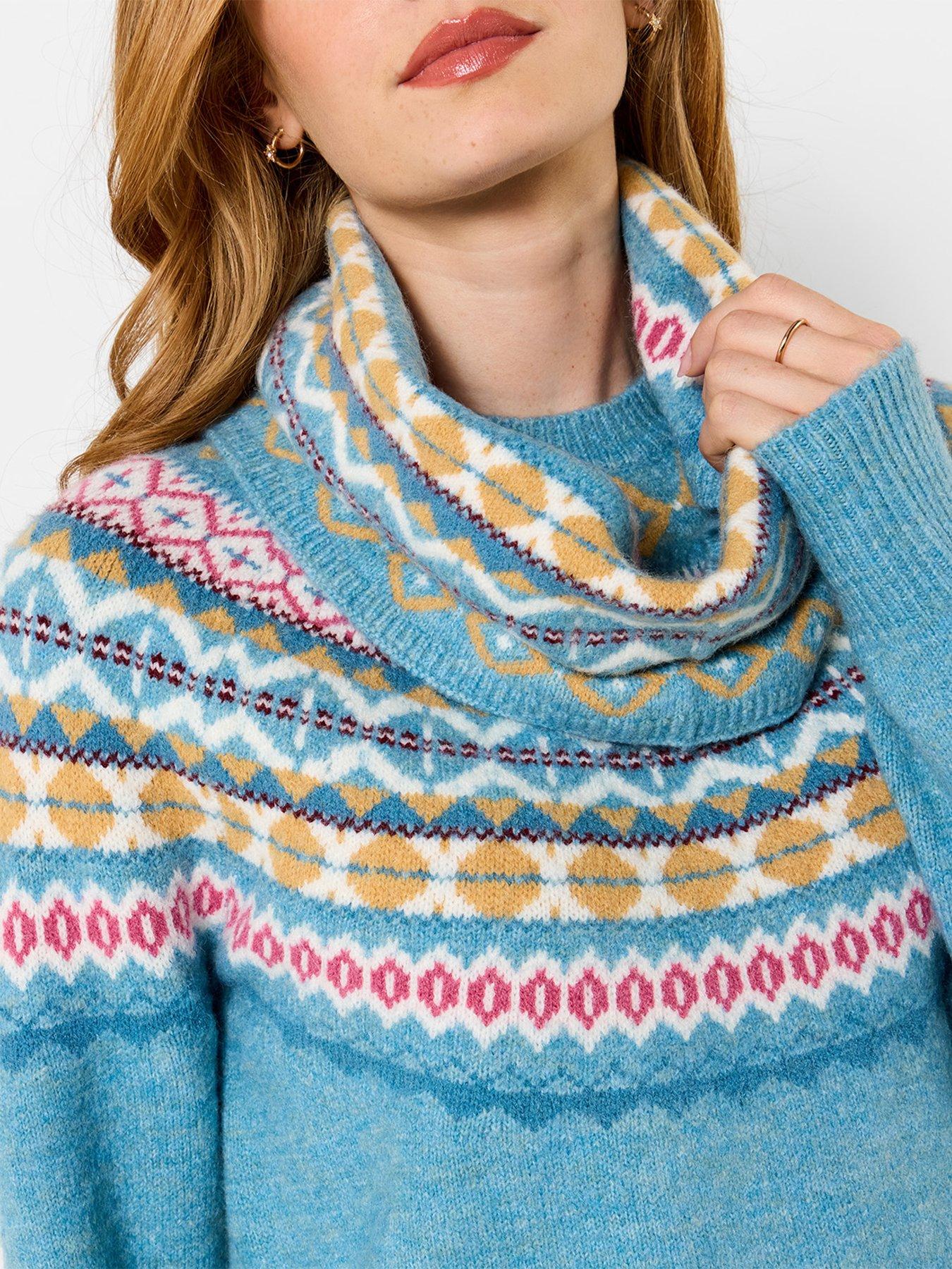 Image 4 of 7 of Joe Browns Womens Fairisle Matching Snood Soft Stretch Jumper - Blue
