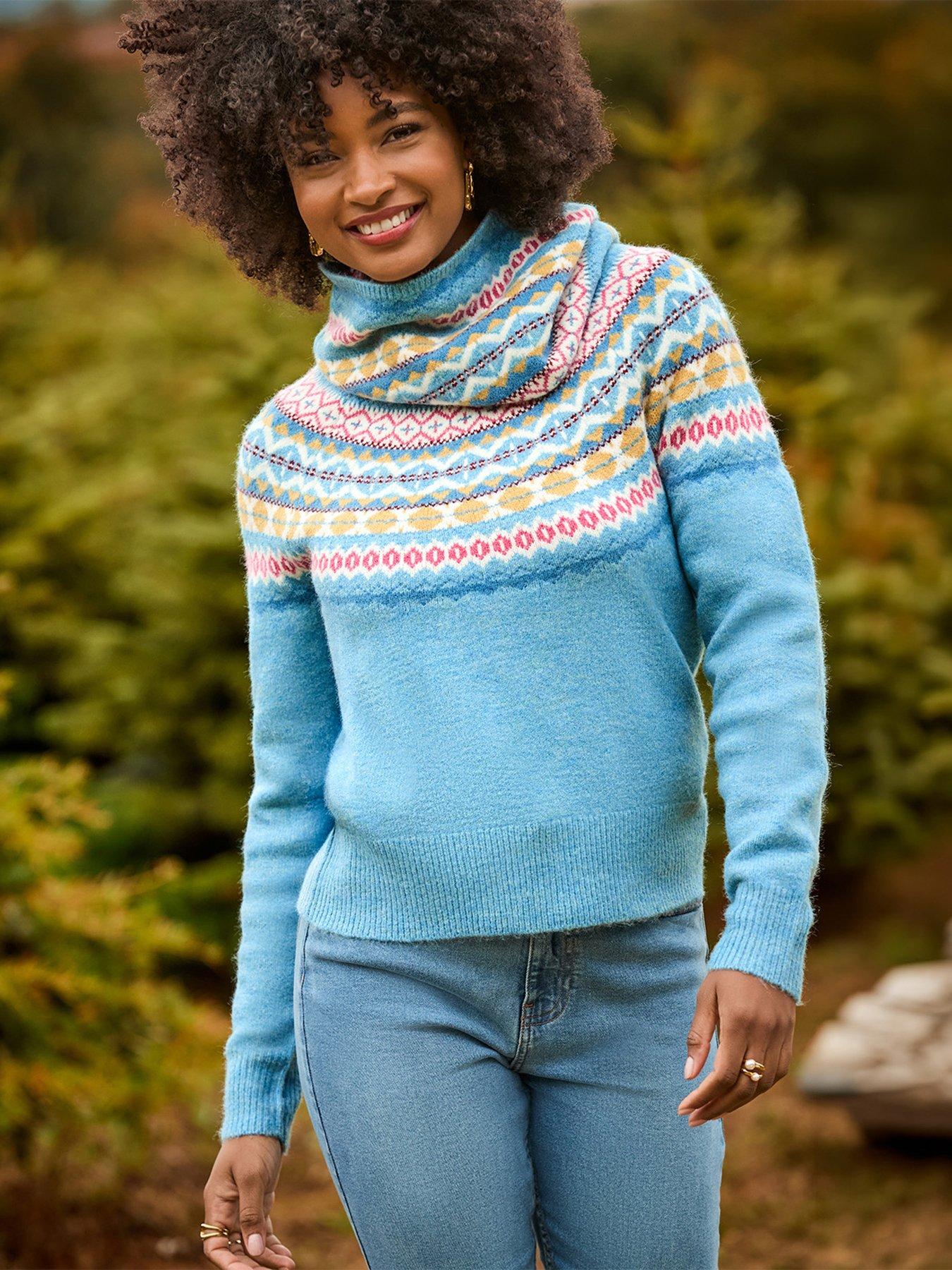 Image 5 of 7 of Joe Browns Womens Fairisle Matching Snood Soft Stretch Jumper - Blue