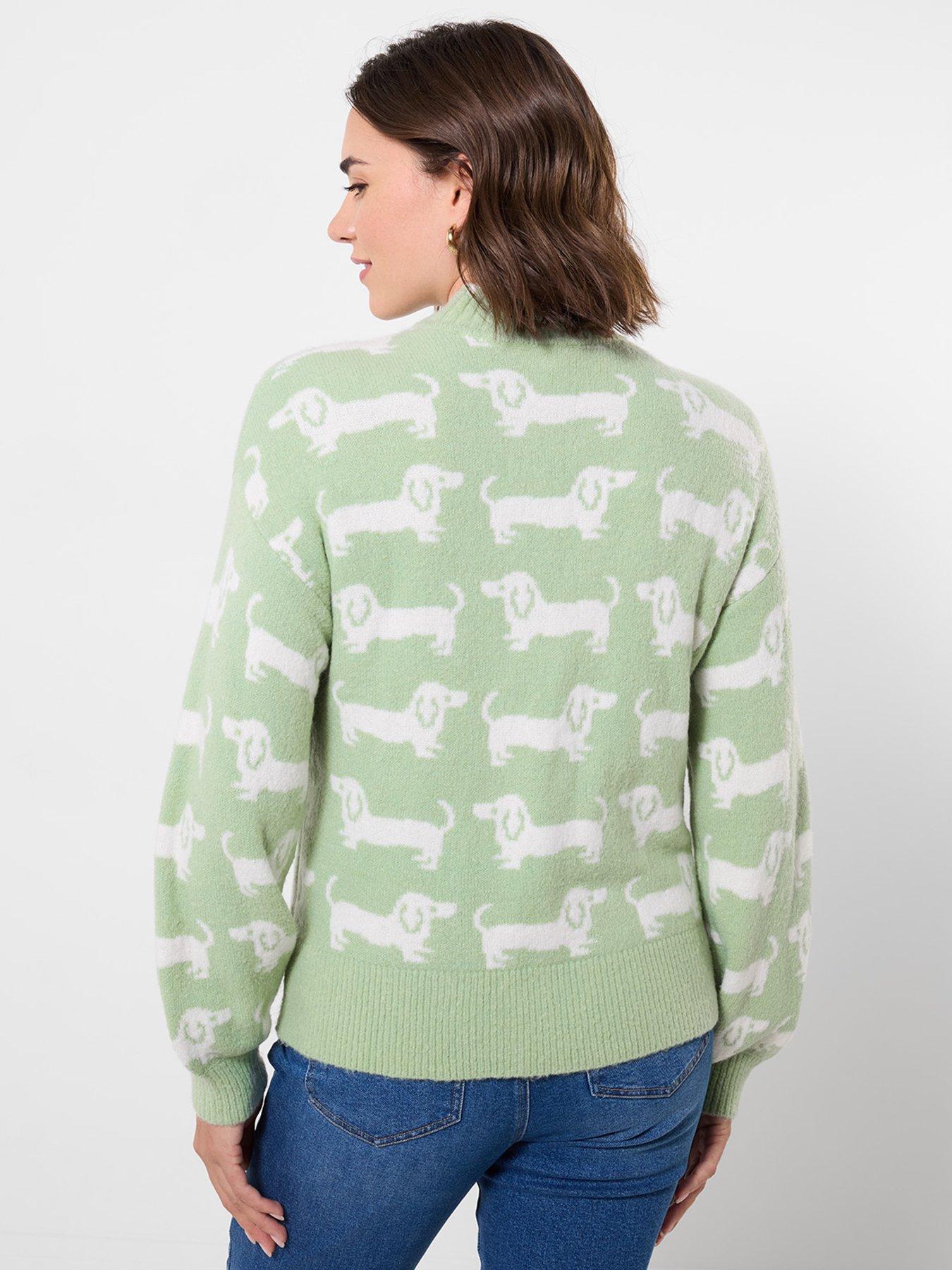 Image 3 of 7 of Joe Browns Womens Cecil Sausage Dog Soft-Touch Ribbed Jumper - Green