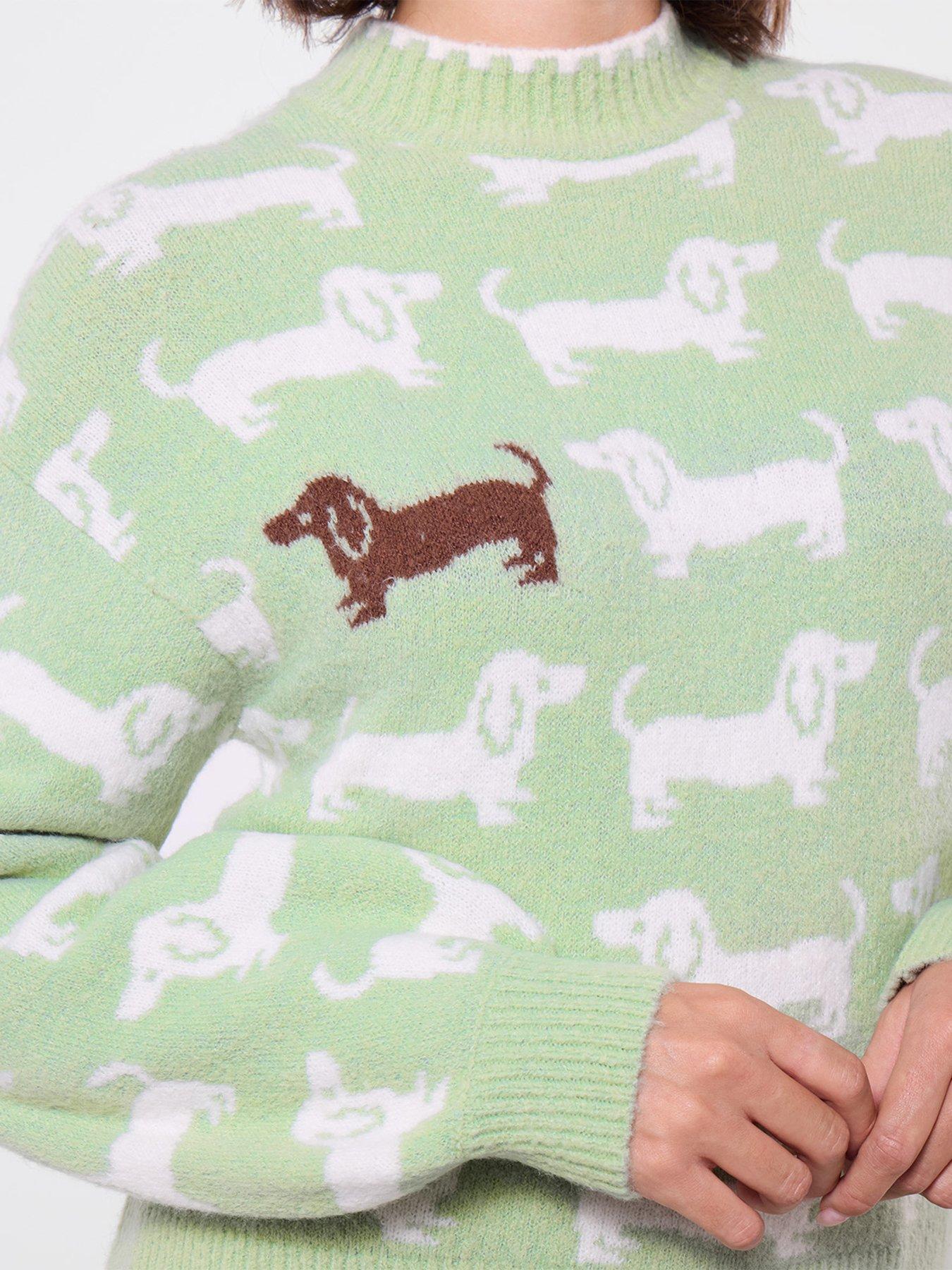 Image 5 of 7 of Joe Browns Womens Cecil Sausage Dog Soft-Touch Ribbed Jumper - Green