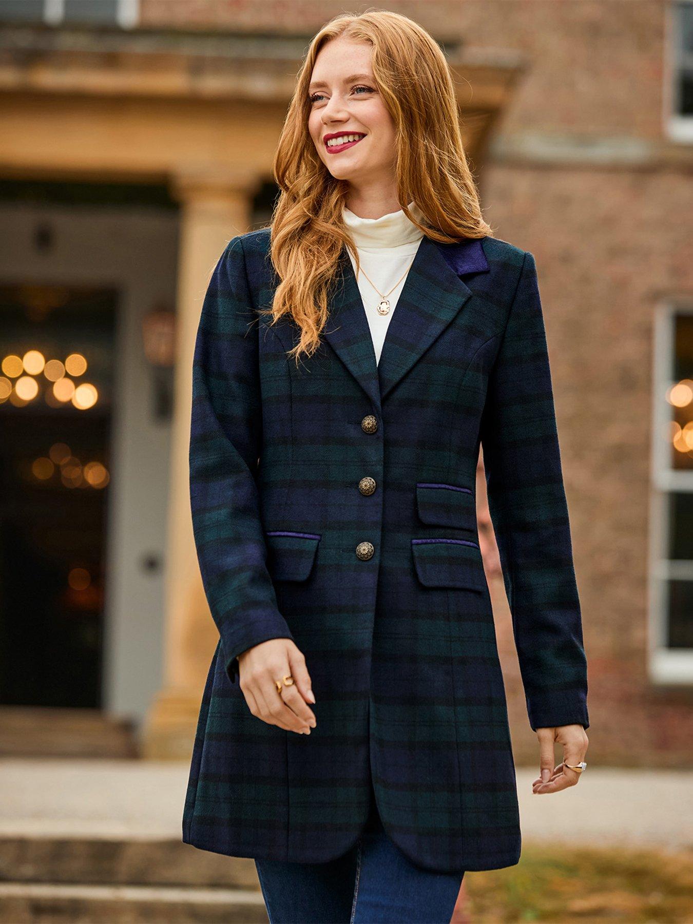 Image 1 of 7 of Joe Browns Womens So Sophisticated Longline Checked Tailored Jacket - Navy