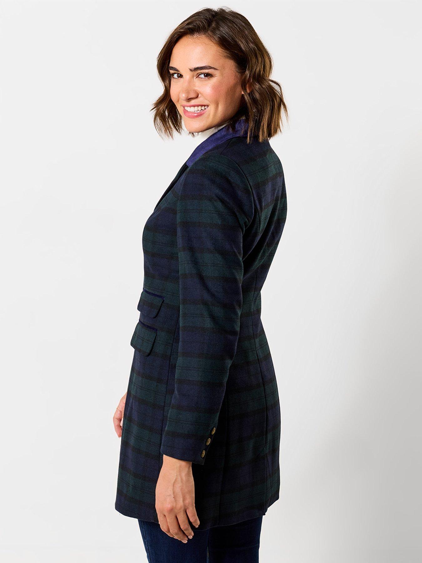Image 3 of 7 of Joe Browns Womens So Sophisticated Longline Checked Tailored Jacket - Navy