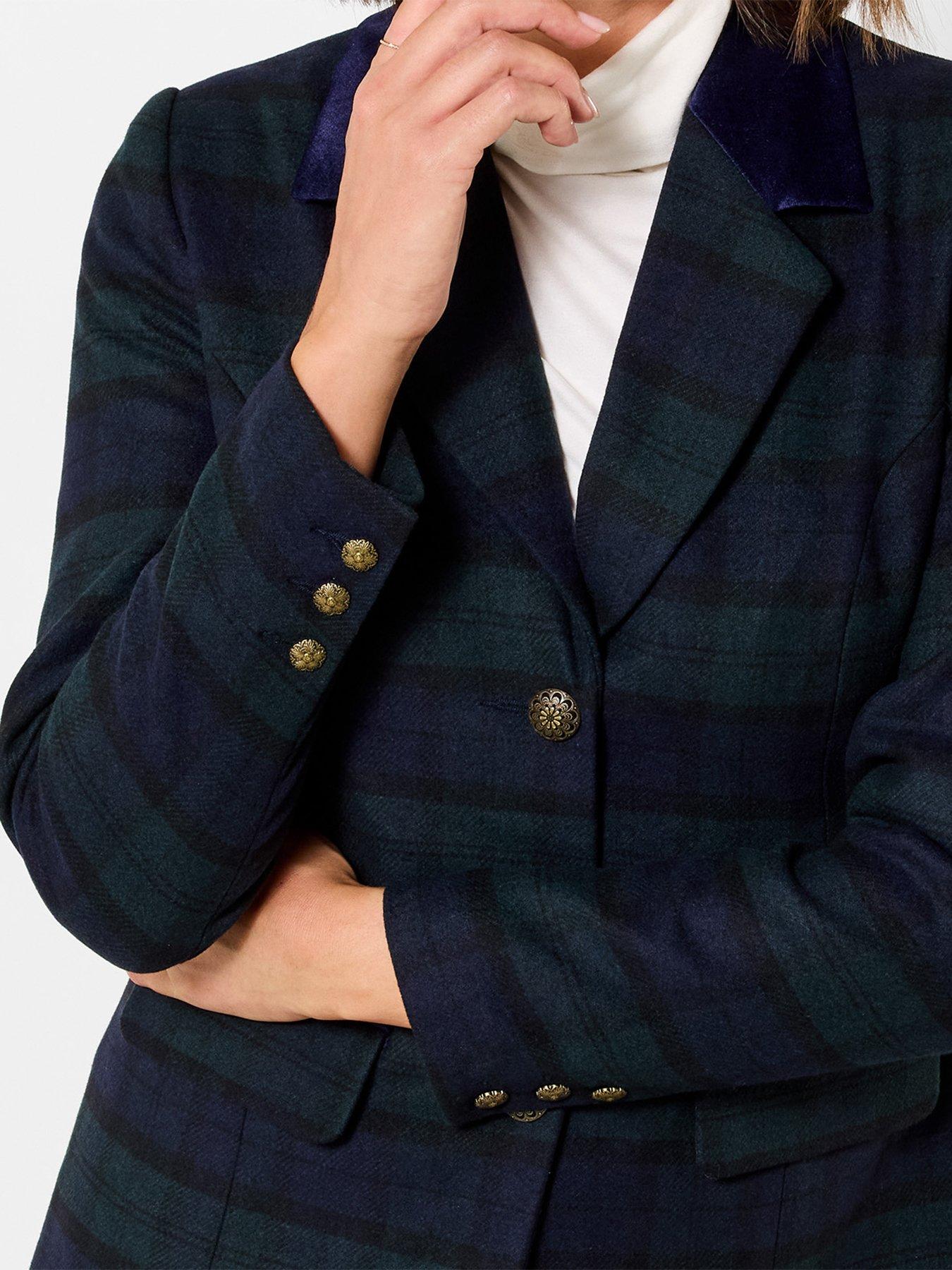 Image 5 of 7 of Joe Browns Womens So Sophisticated Longline Checked Tailored Jacket - Navy