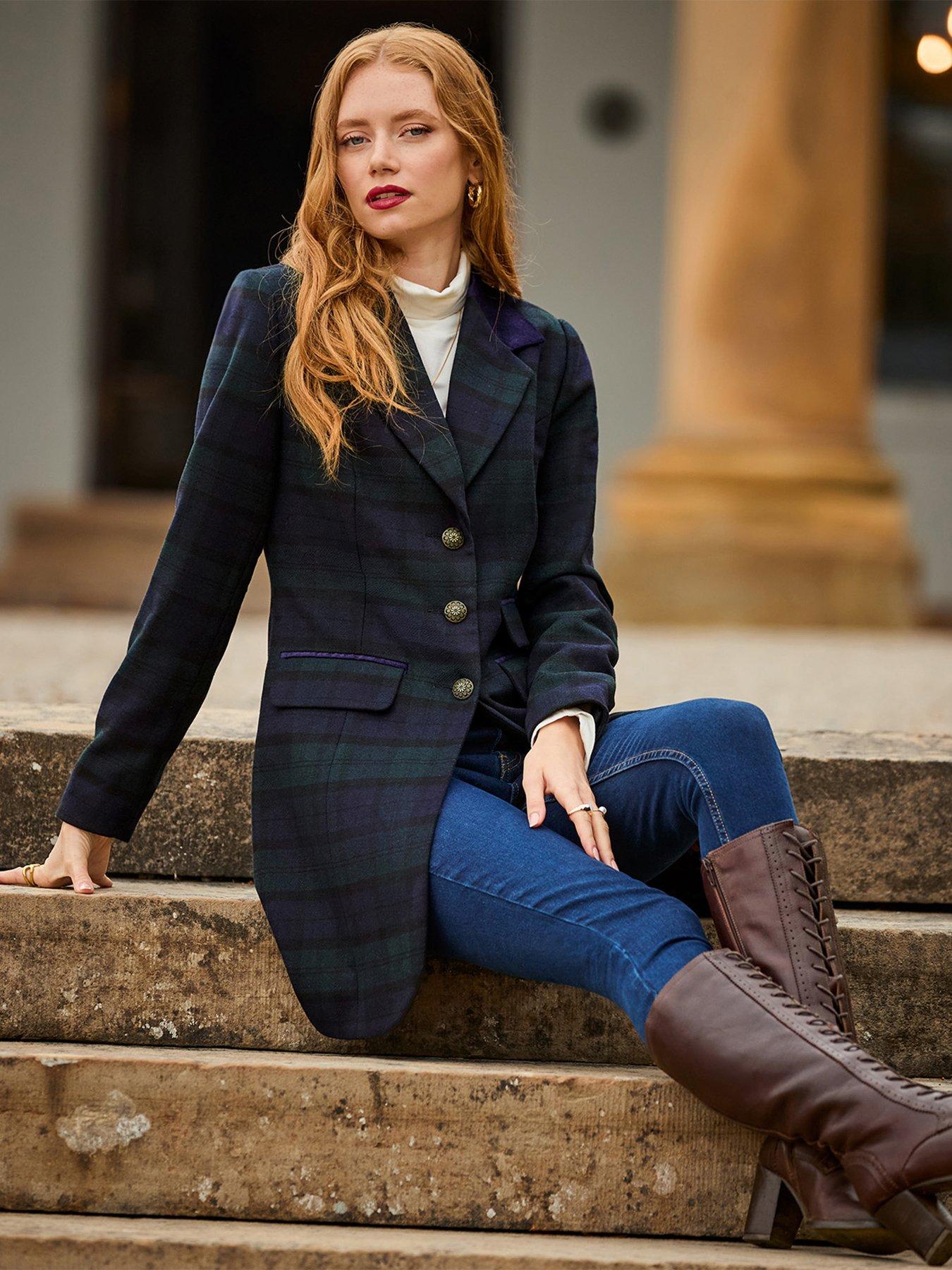 Image 6 of 7 of Joe Browns Womens So Sophisticated Longline Checked Tailored Jacket - Navy