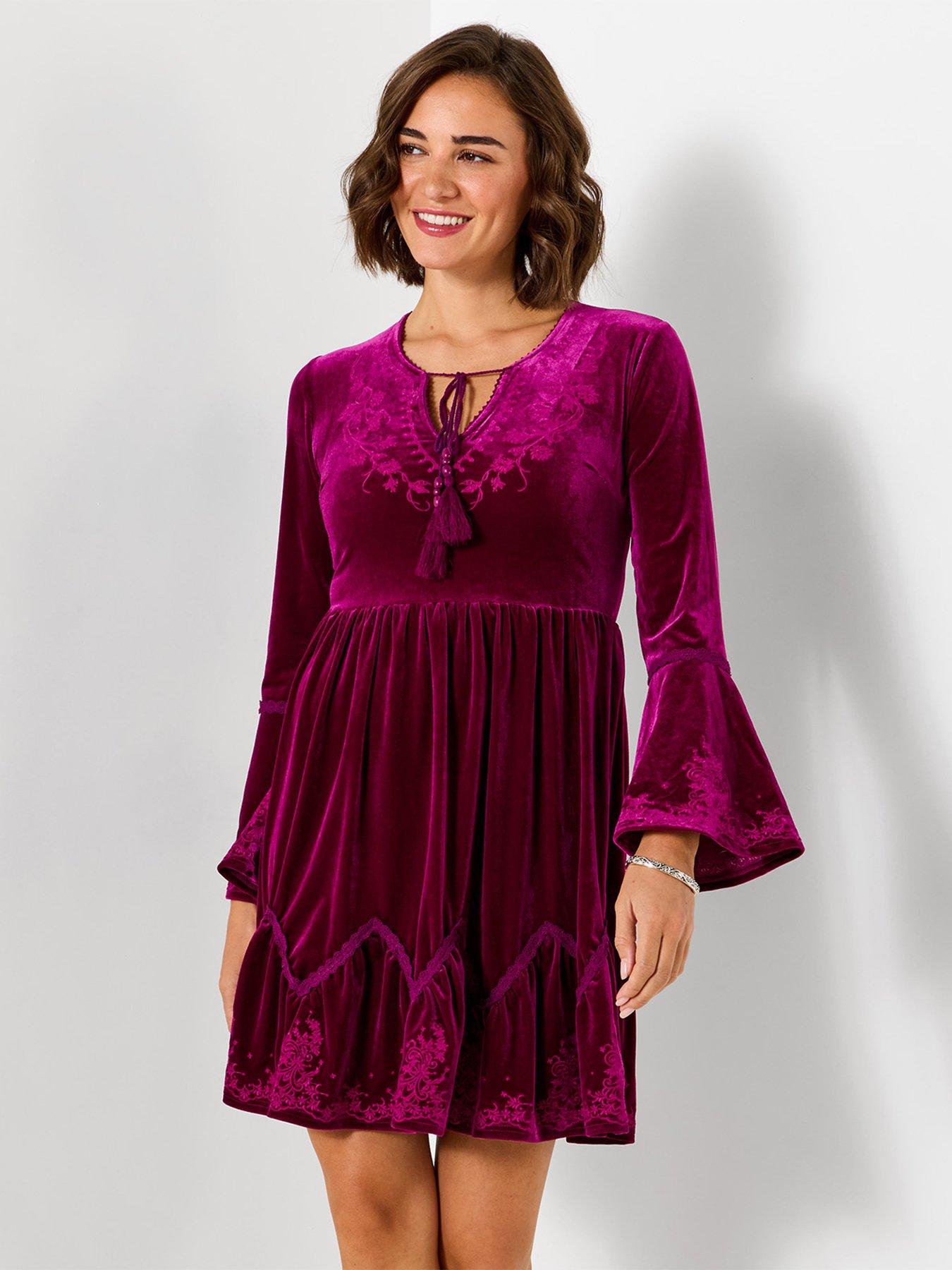 Image 2 of 7 of Joe Browns Darcie Embroidered Velour Tunic Dress