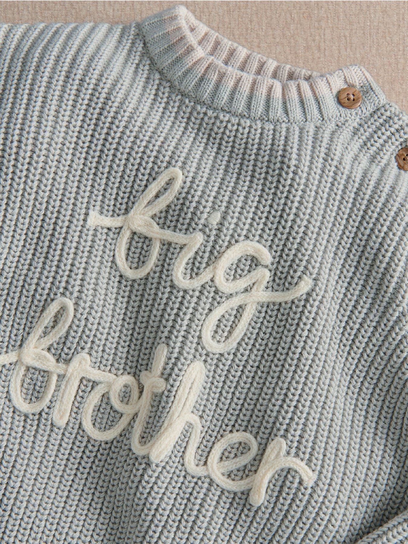 Image 2 of 3 of Mamas & Papas Baby Boys Knitted Slogan Shoulder Button Jumper - Blue