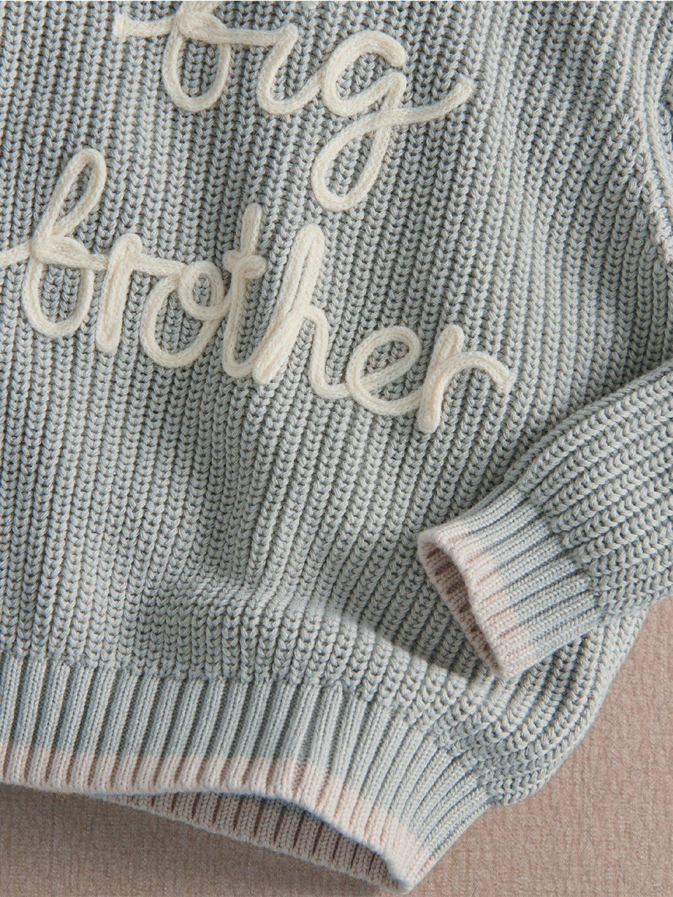 Image 3 of 3 of Mamas & Papas Baby Boys Knitted Slogan Shoulder Button Jumper - Blue