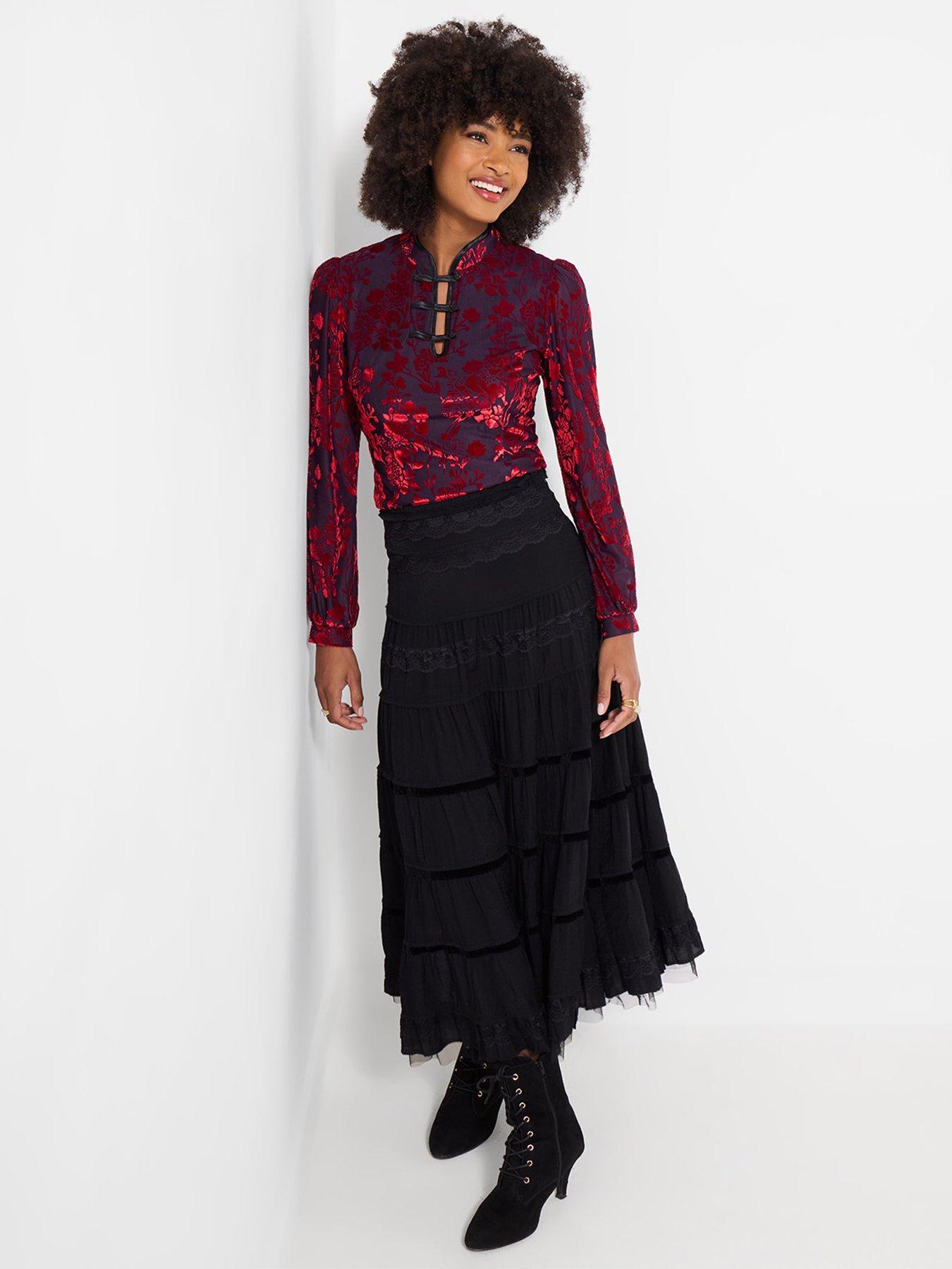 Image 3 of 7 of Joe Browns Womens Devore High Neck Button Fastening Top - Purple