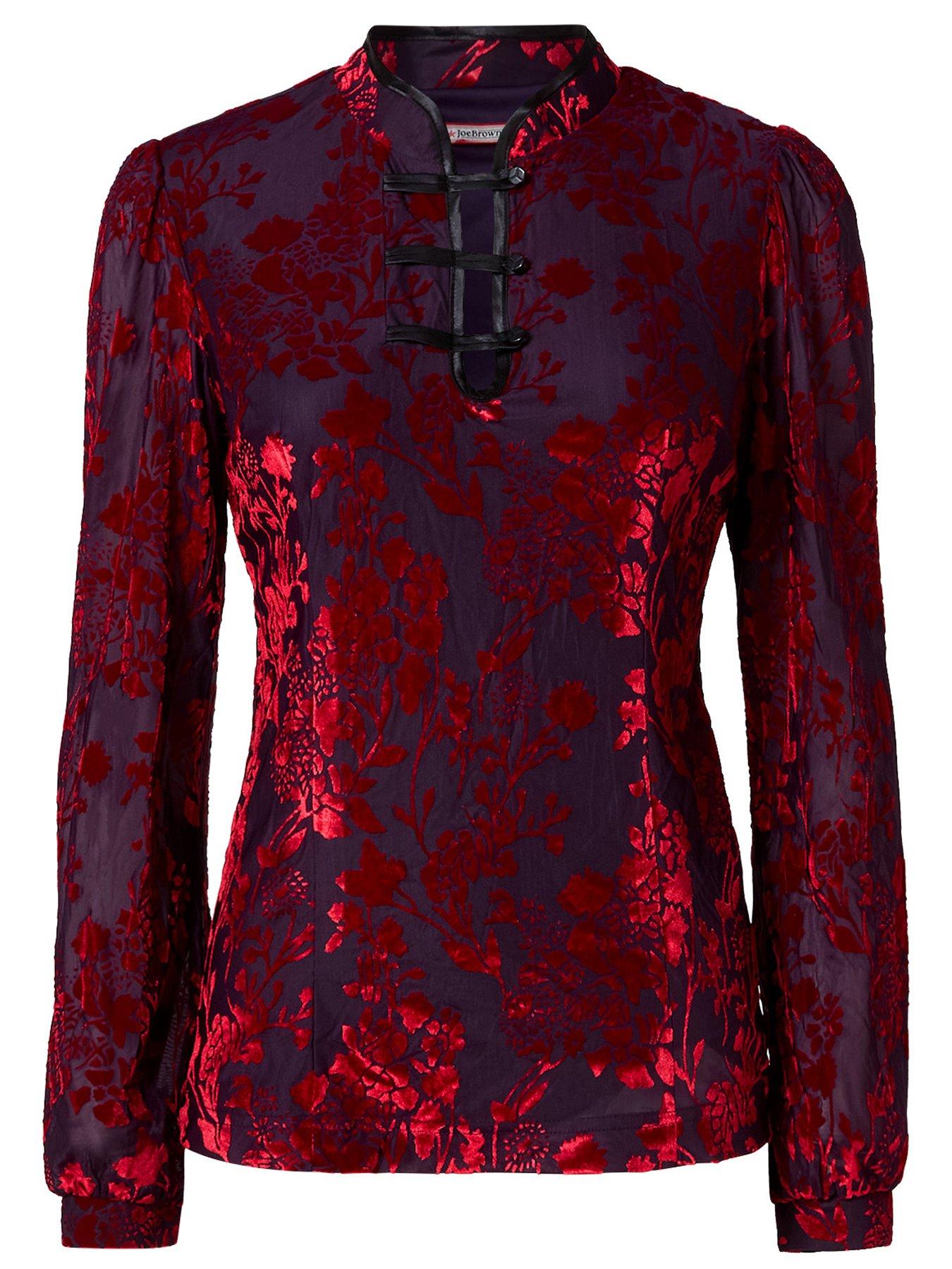 Image 7 of 7 of Joe Browns Womens Devore High Neck Button Fastening Top - Purple