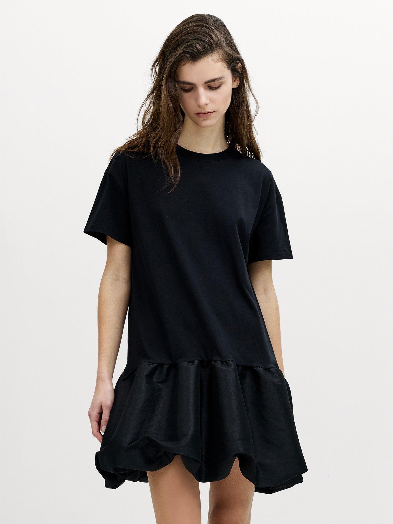 Image 4 of 5 of French Connection Cotton Crew Neck Poplin Bubble Mini Dress