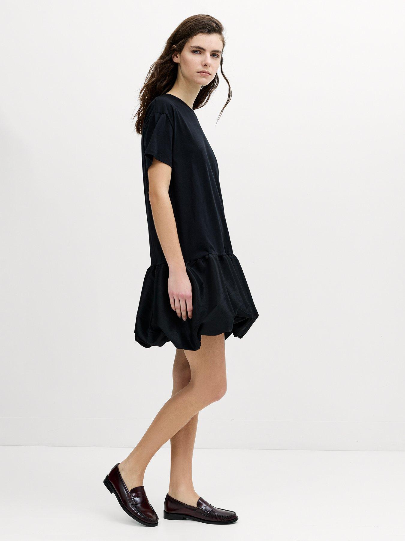 Image 5 of 5 of French Connection Cotton Crew Neck Poplin Bubble Mini Dress