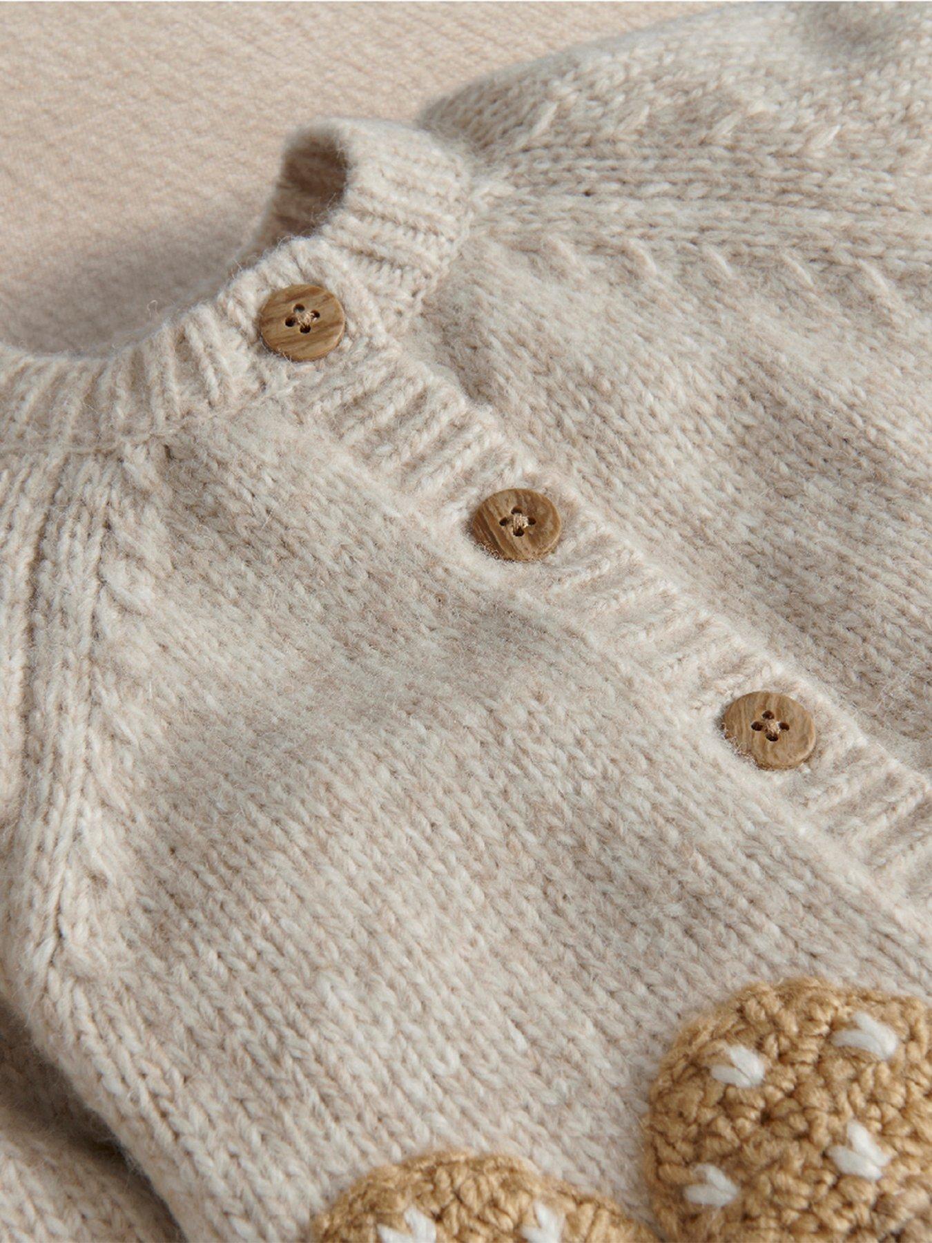Image 3 of 3 of Mamas & Papas Baby Unisex Chunky Knit Toadstool Button Cardigan - Beige