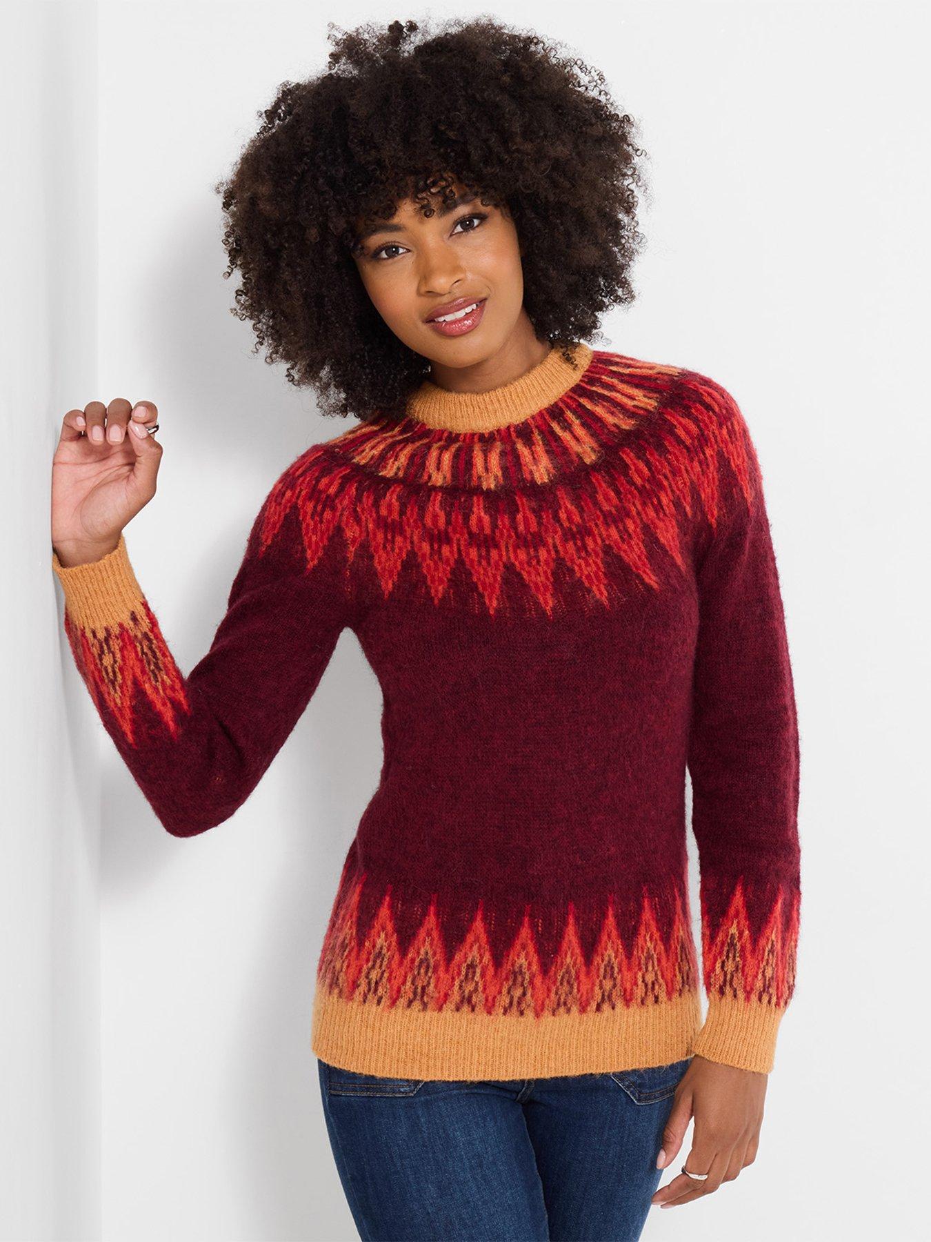 Image 1 of 5 of Joe Browns Womens Feeling Fiery Fairisle Yoke Cosy Jumper - Red