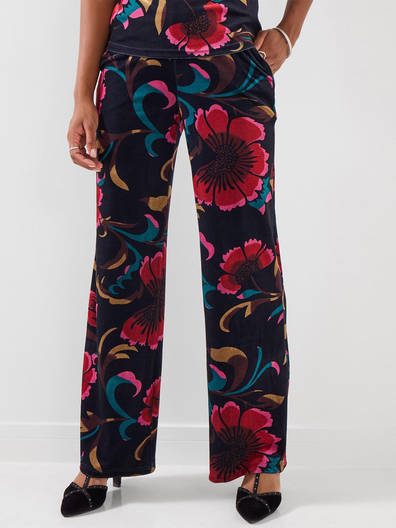 Image 1 of 5 of Joe Browns Wide Leg Velvet Floral Printed Trousers
