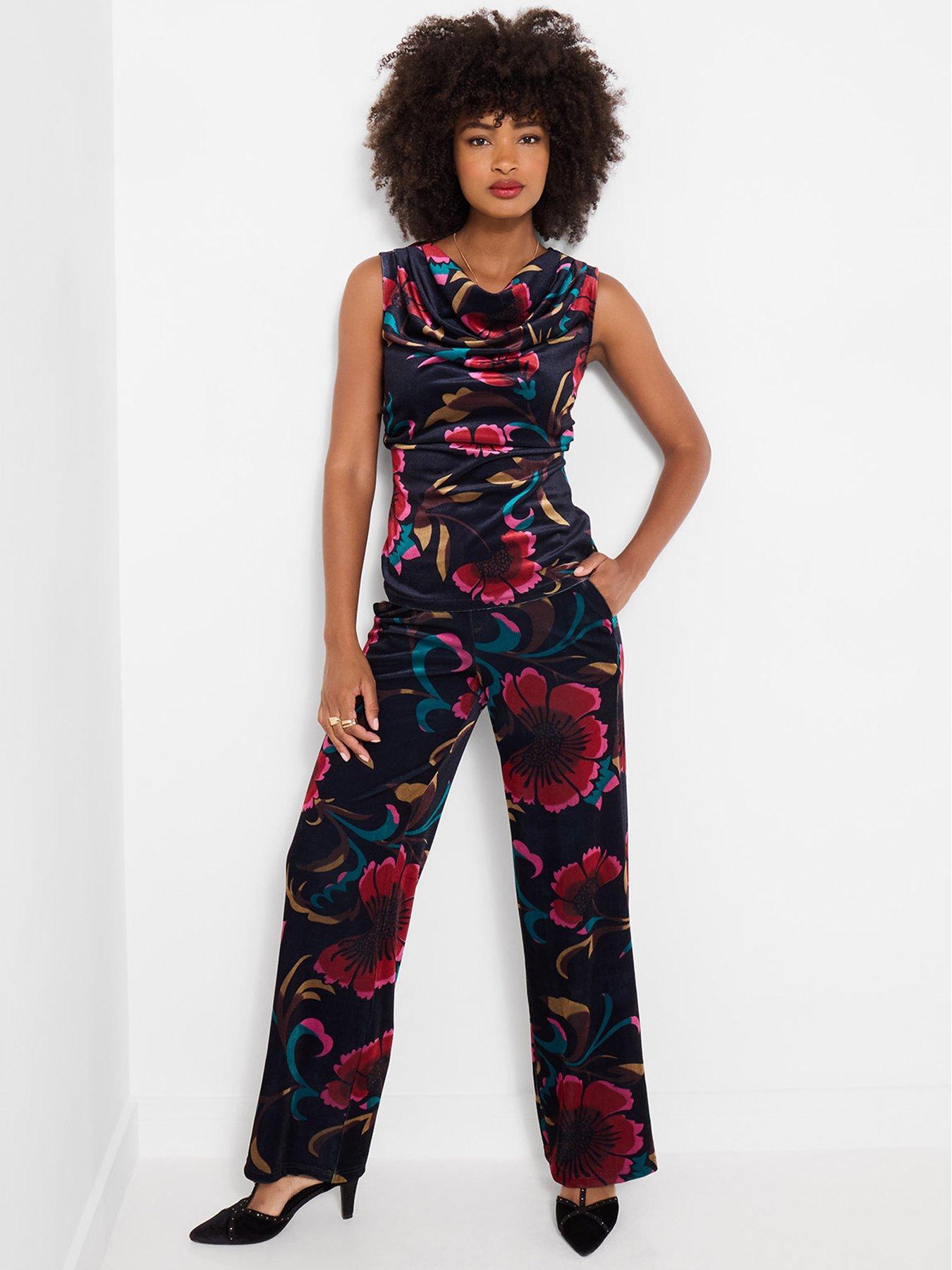Image 3 of 5 of Joe Browns Wide Leg Velvet Floral Printed Trousers