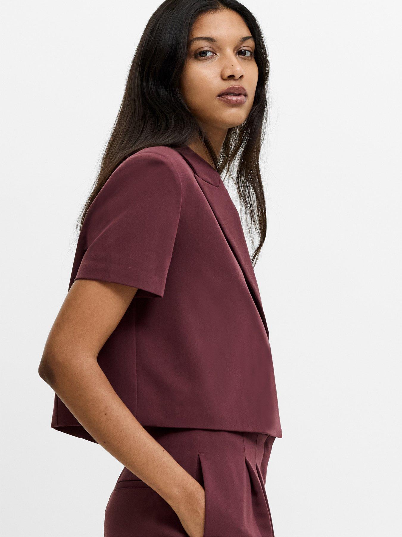 Image 4 of 5 of French Connection Short Sleeve Tailored Cropped Waistcoat