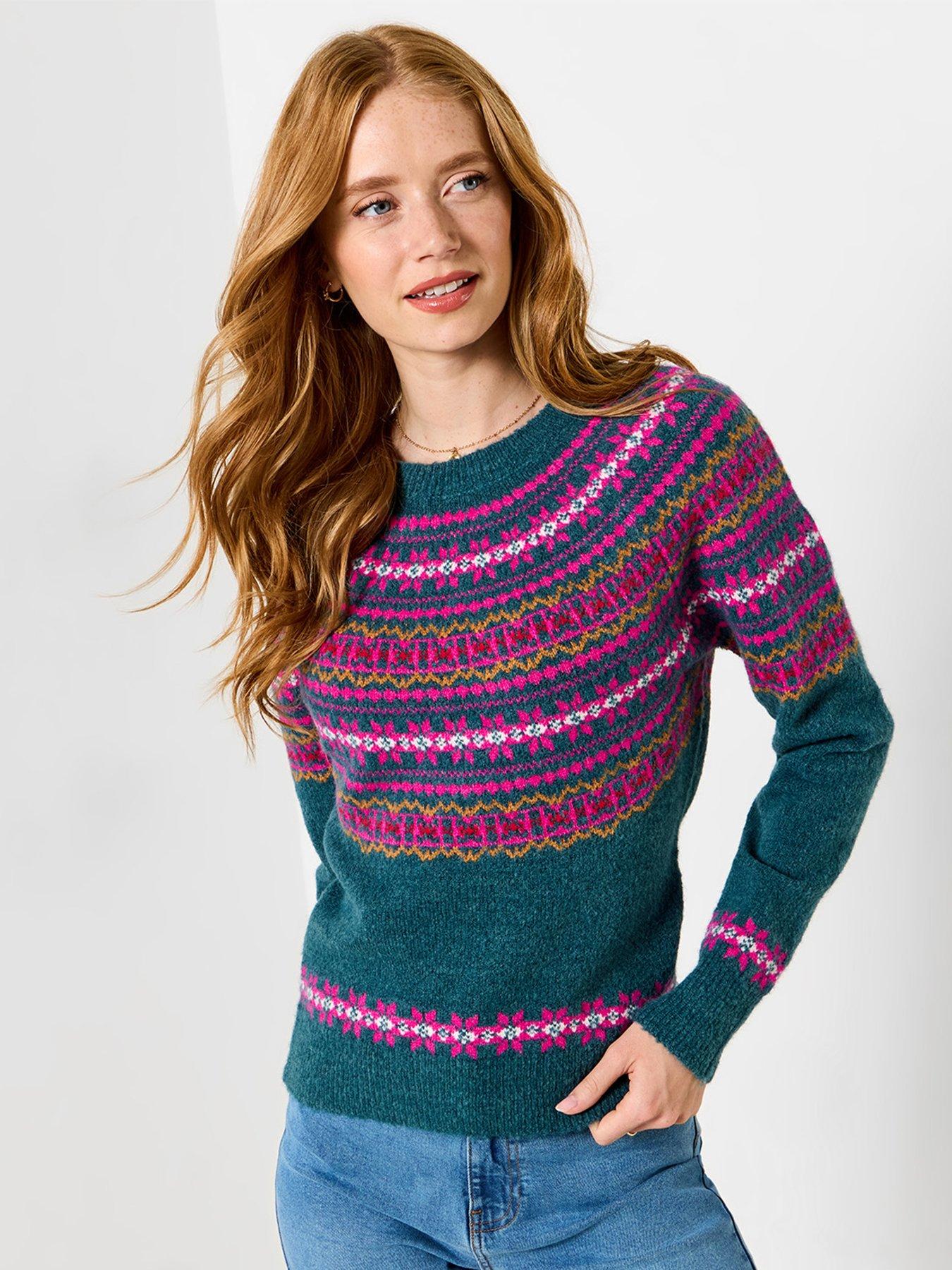 Image 1 of 5 of Joe Browns Womens Winter Walks Fairisle Knit Crew Neck Jumper - Green