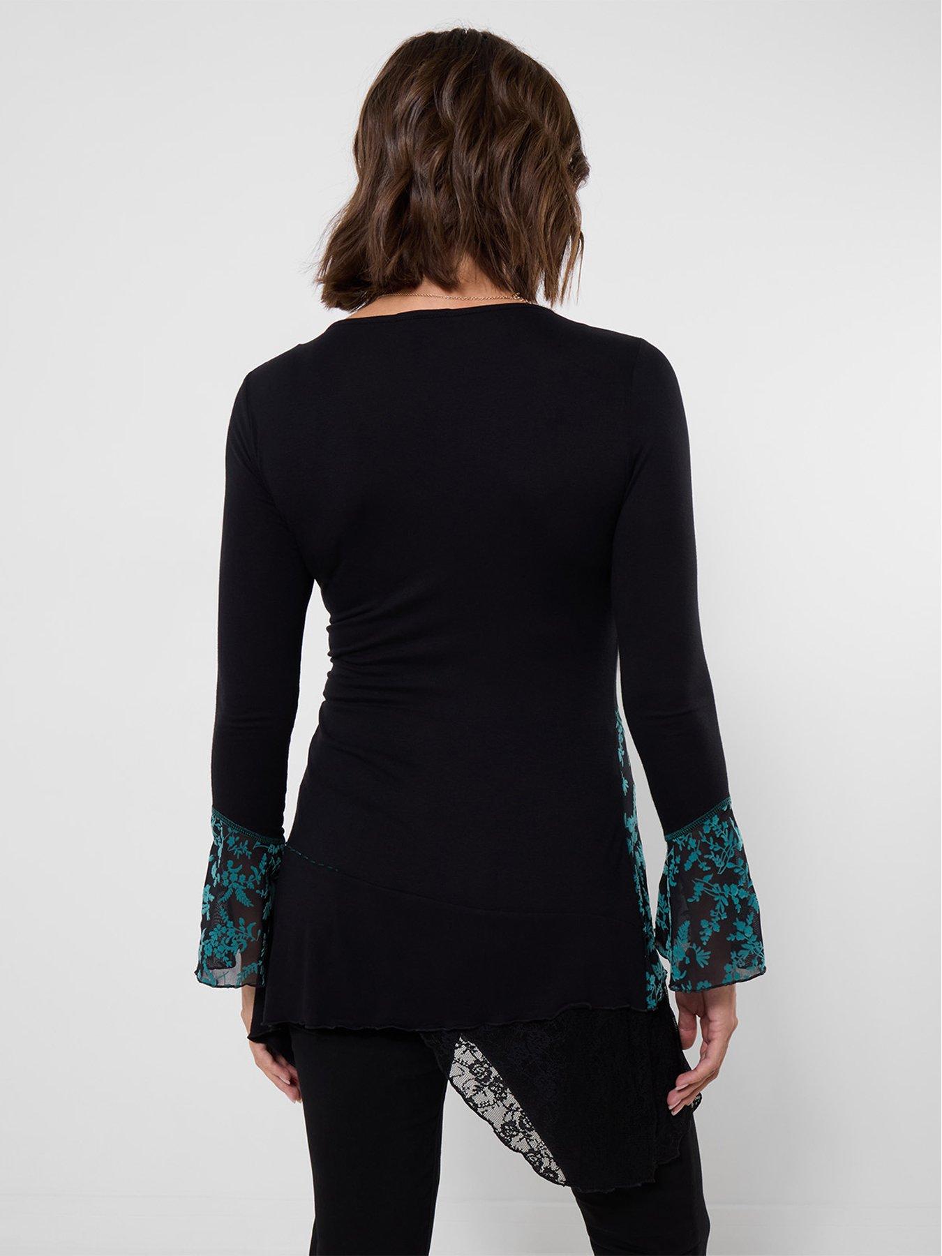 Image 2 of 5 of Joe Browns Womens Embroidered Lace Detail Tunic Top - Black