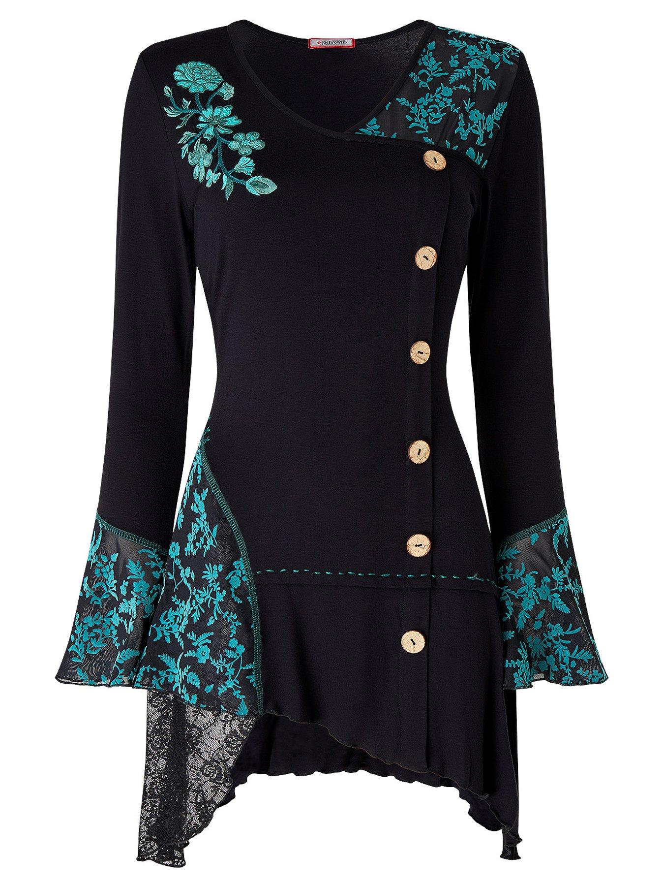 Image 5 of 5 of Joe Browns Womens Embroidered Lace Detail Tunic Top - Black
