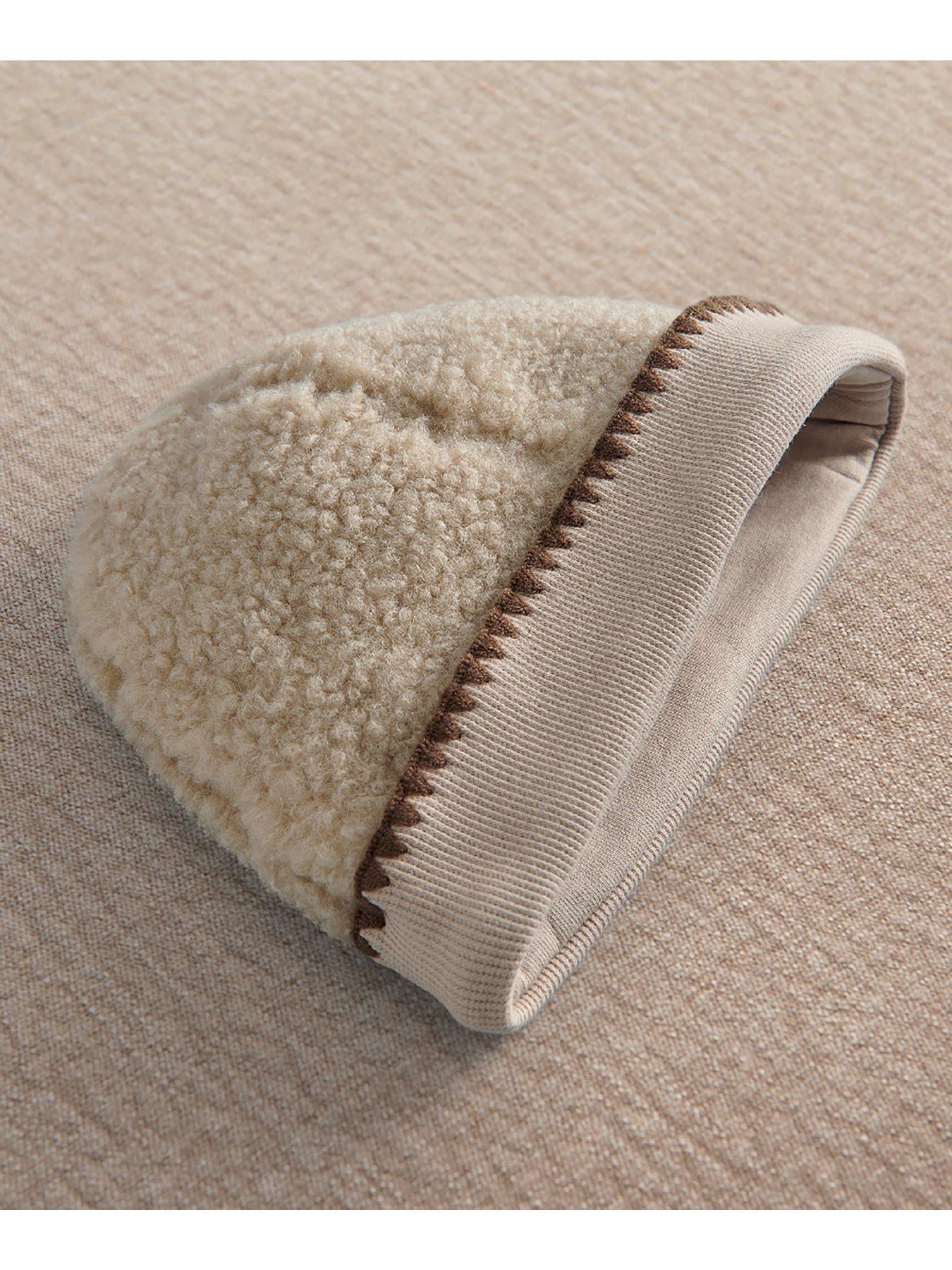 Image 3 of 3 of Mamas & Papas Baby Unisex Borg Hat &amp; Mitts Set - Beige
