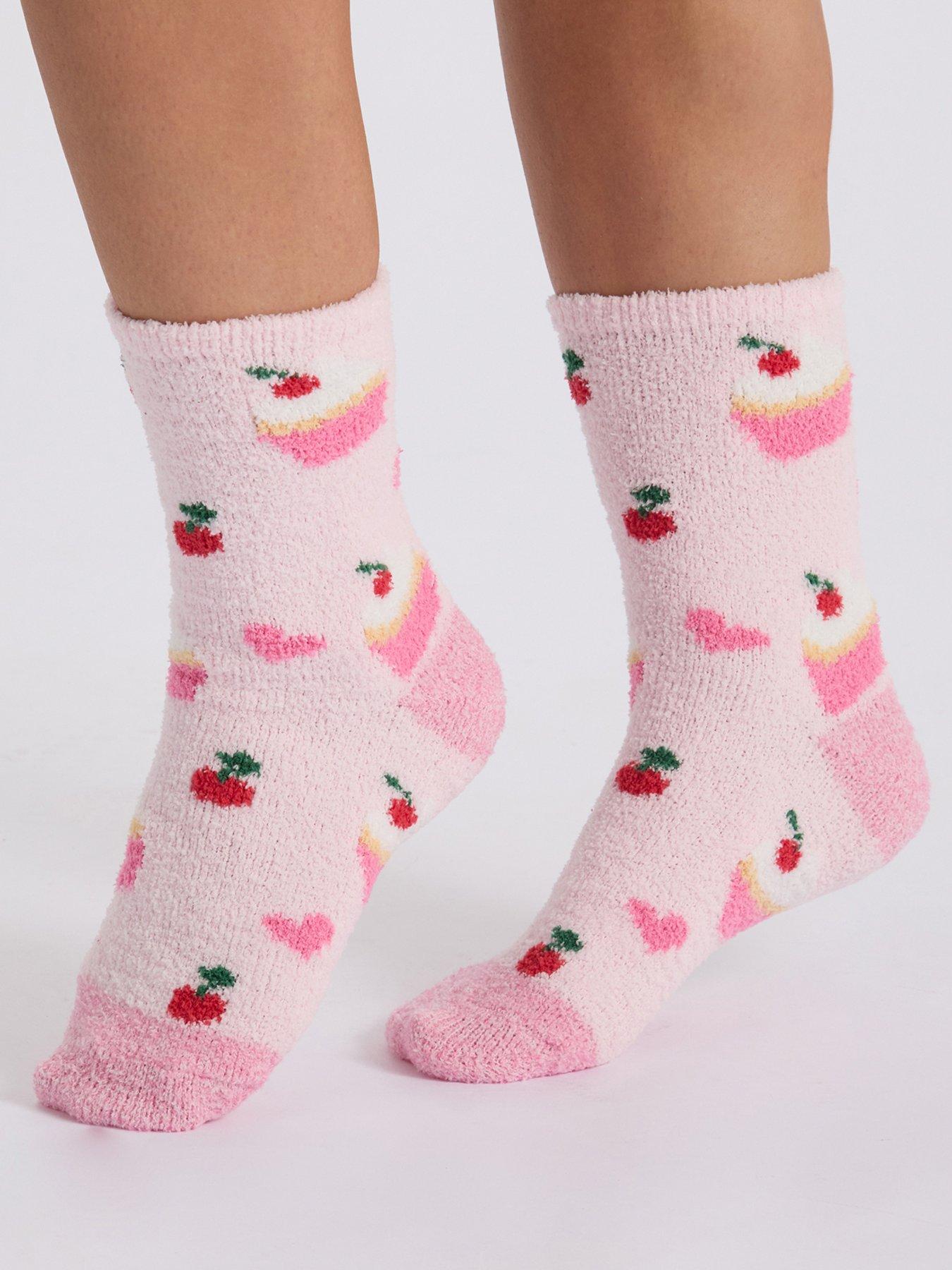 Image 3 of 6 of Boux Avenue Womens Cupcake Cosy Fluffy Ankle Socks - Pink Mix