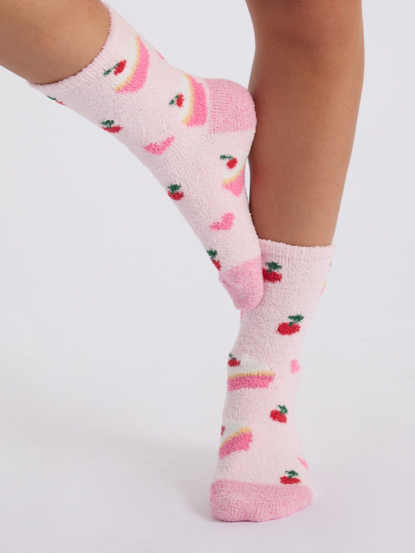 Image 5 of 6 of Boux Avenue Womens Cupcake Cosy Fluffy Ankle Socks - Pink Mix