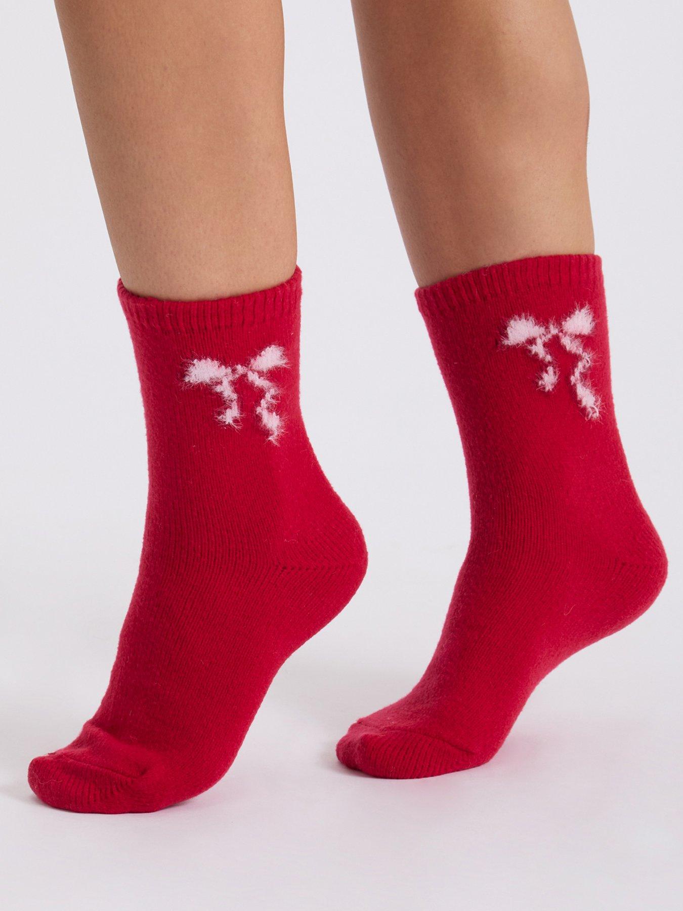 Image 2 of 5 of Boux Avenue Womens Bow Hearts Supersoft Cosy 3 Pack Socks - Multi