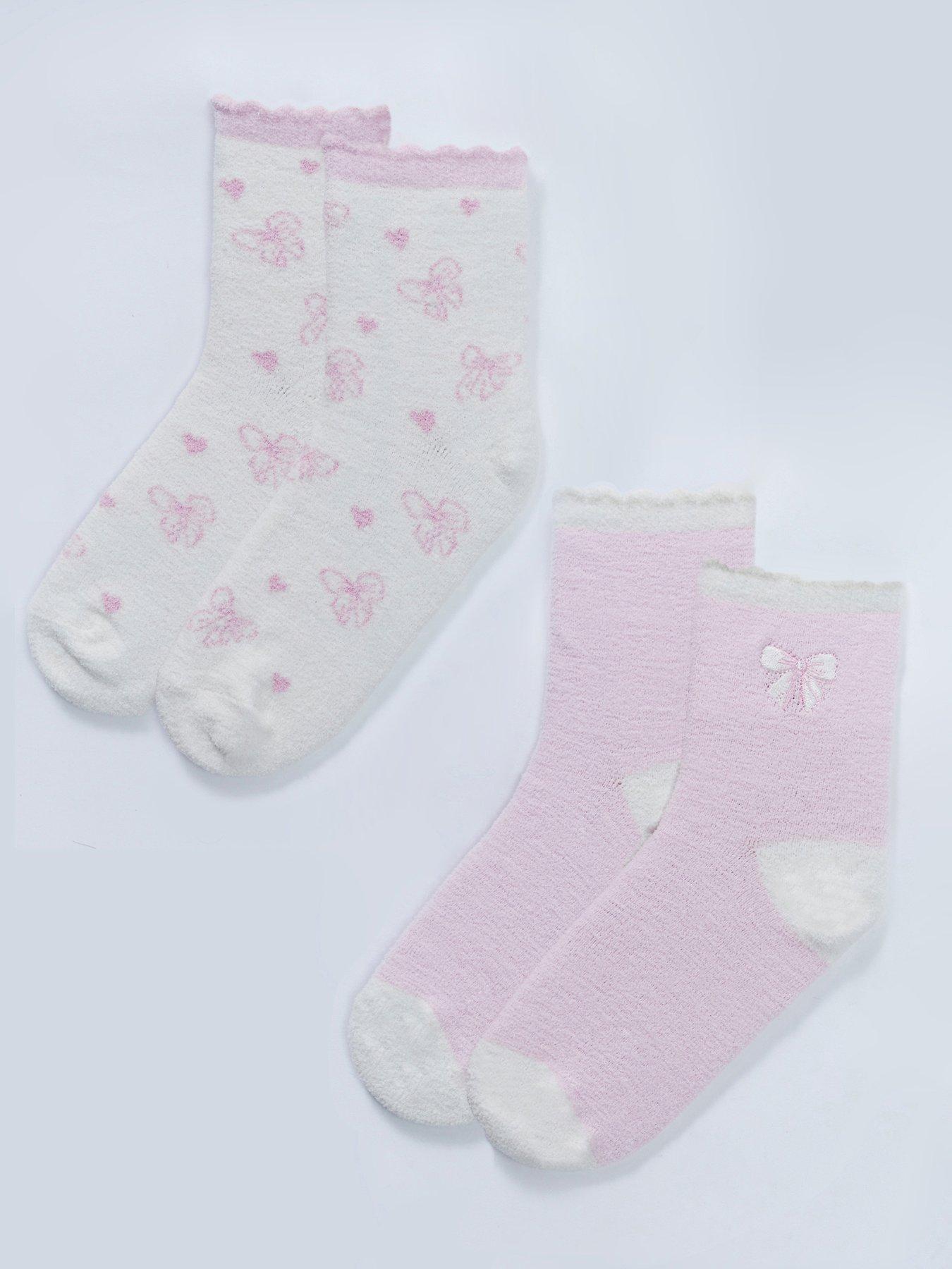 Image 1 of 4 of Boux Avenue Womens Pretty Bows Cosy Midi Socks 2 Pack - Multi
