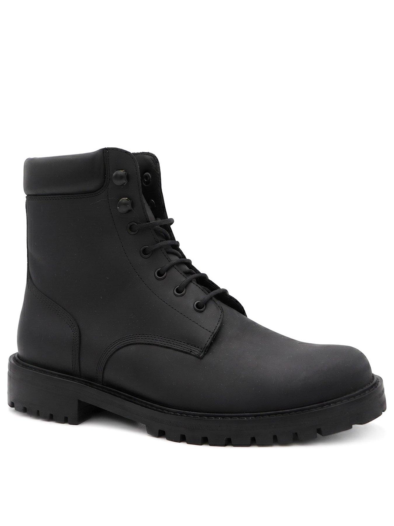 Image 2 of 6 of Jones Bootmaker Mens Dalmazio Lace-Up Side Zip Leather Boots - Black