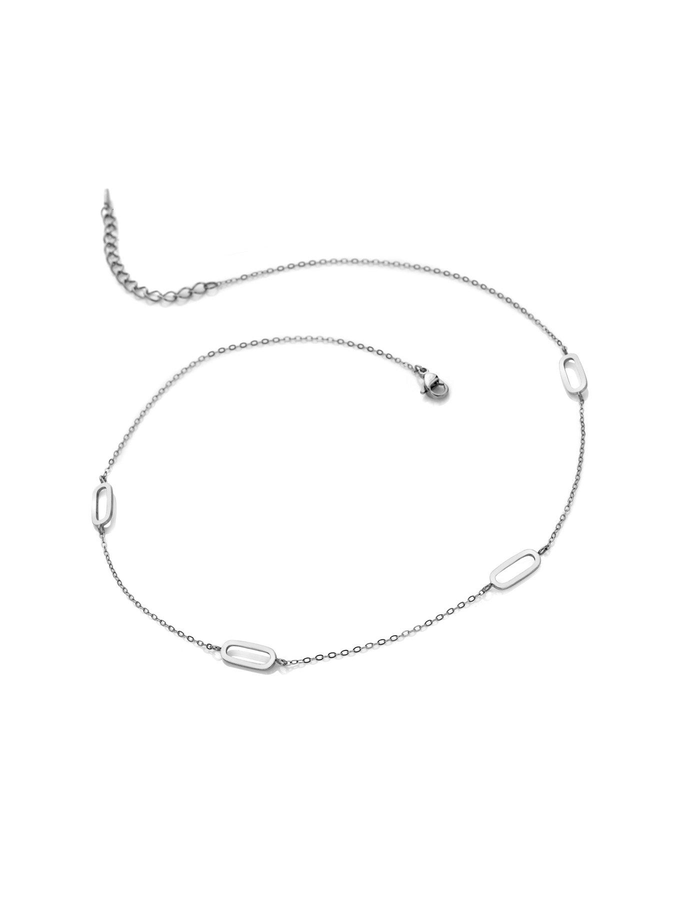 Image 2 of 3 of Ava & Sky Womens Intermittent Paperclip Intermittent Link Chain Waterproof Necklace - Silver