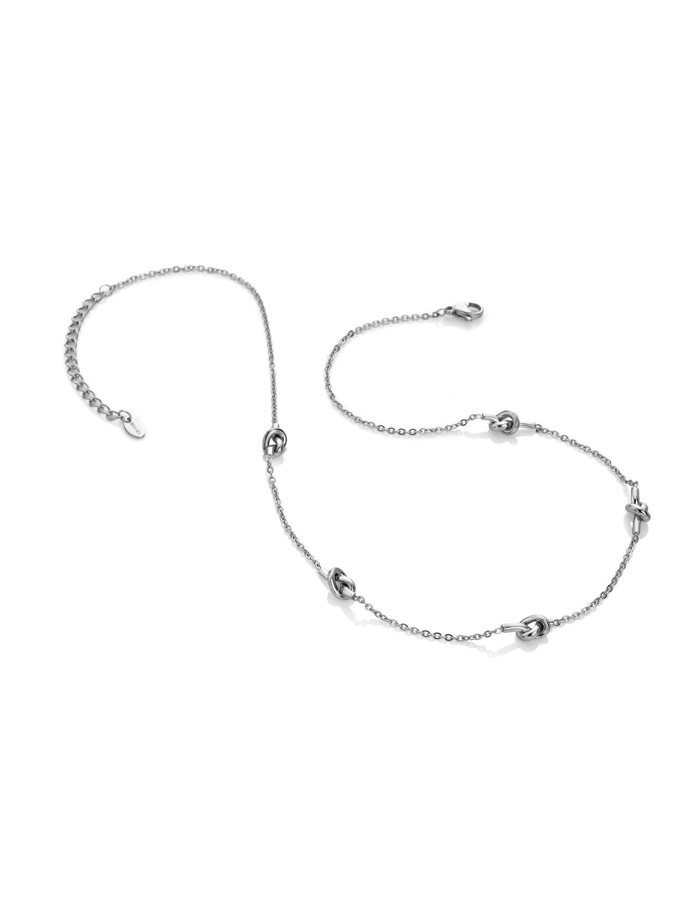 Image 2 of 2 of Ava & Sky Womens Knot Detail Fine Chain Waterproof Necklace - Silver
