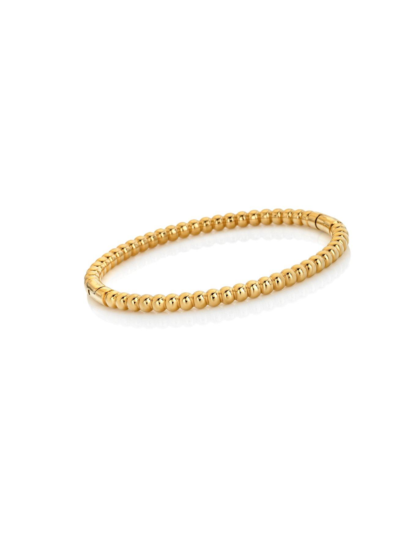 Image 2 of 3 of Silver Whisper Womens Bubble Hinged Gold-Tone Bangle - Gold