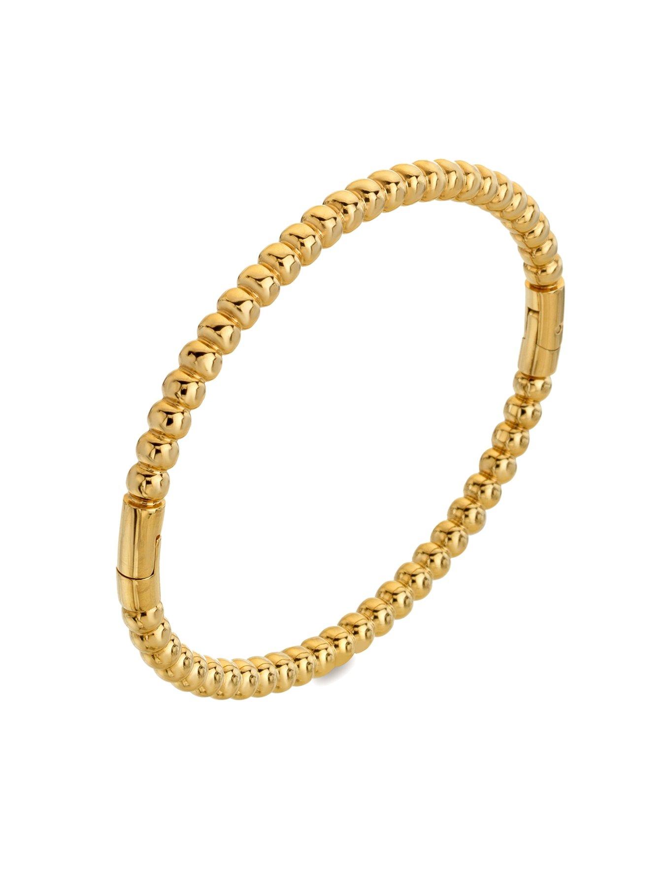Image 3 of 3 of Silver Whisper Womens Bubble Hinged Gold-Tone Bangle - Gold