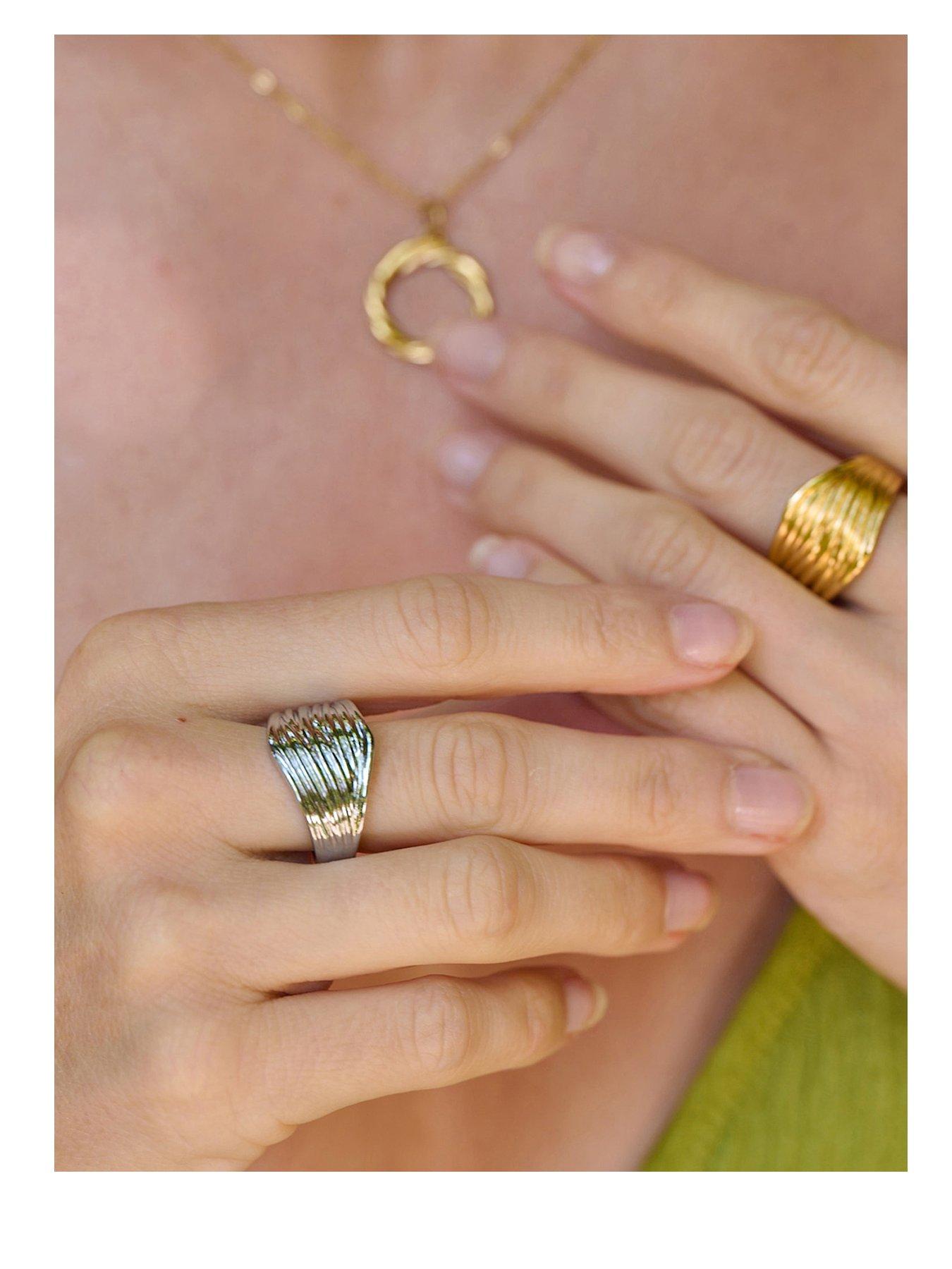 Image 1 of 3 of Ava & Sky Womens Twisted Ribbon Polished Wide Band Waterproof Ring - Silver