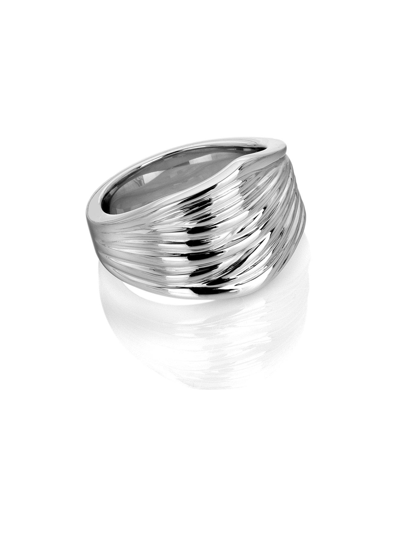 Image 2 of 3 of Ava & Sky Womens Twisted Ribbon Polished Wide Band Waterproof Ring - Silver