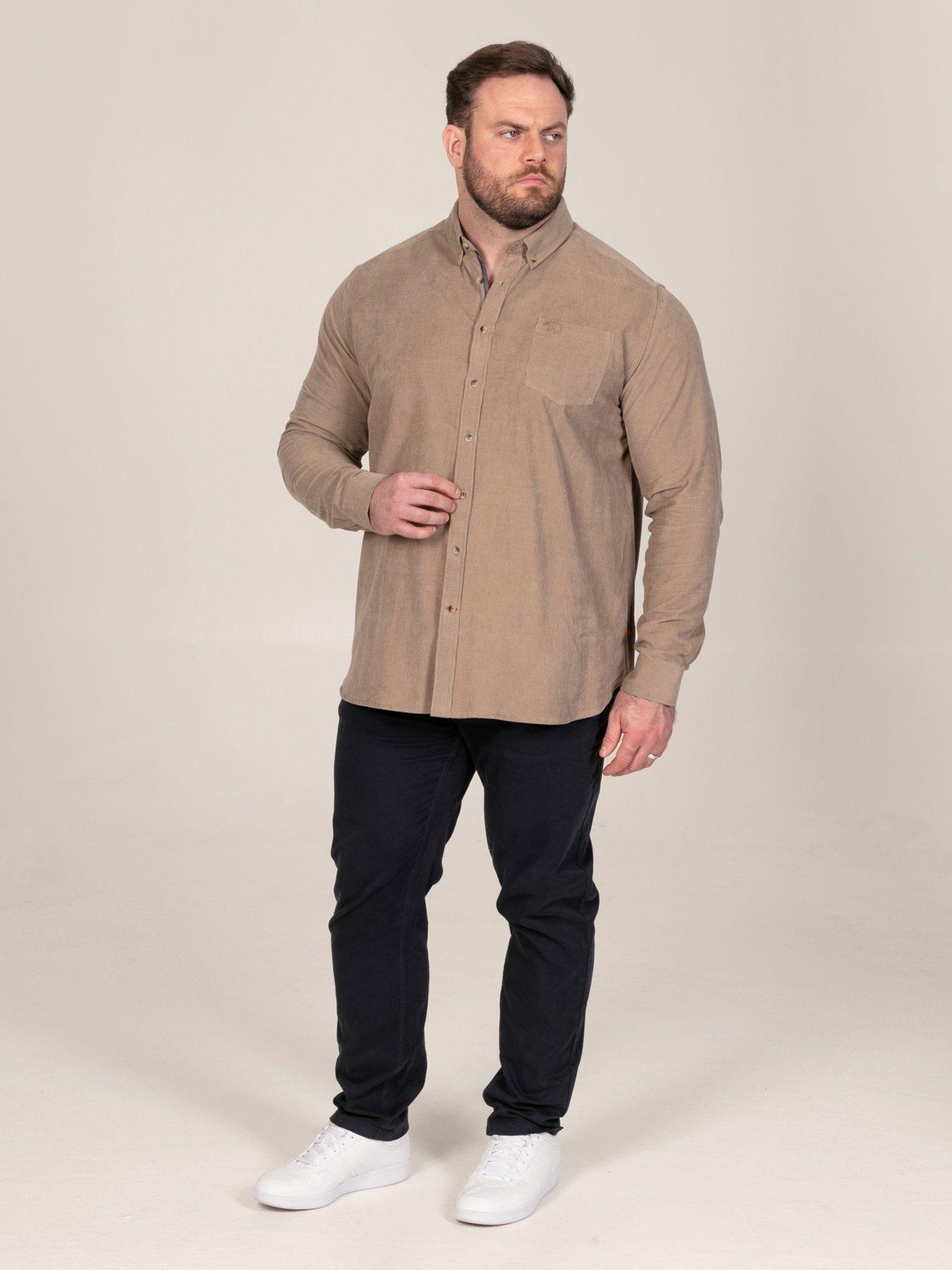 Image 2 of 6 of D555 Mens Button-Down Collar Chest Pocket Corduroy Shirt - Brown