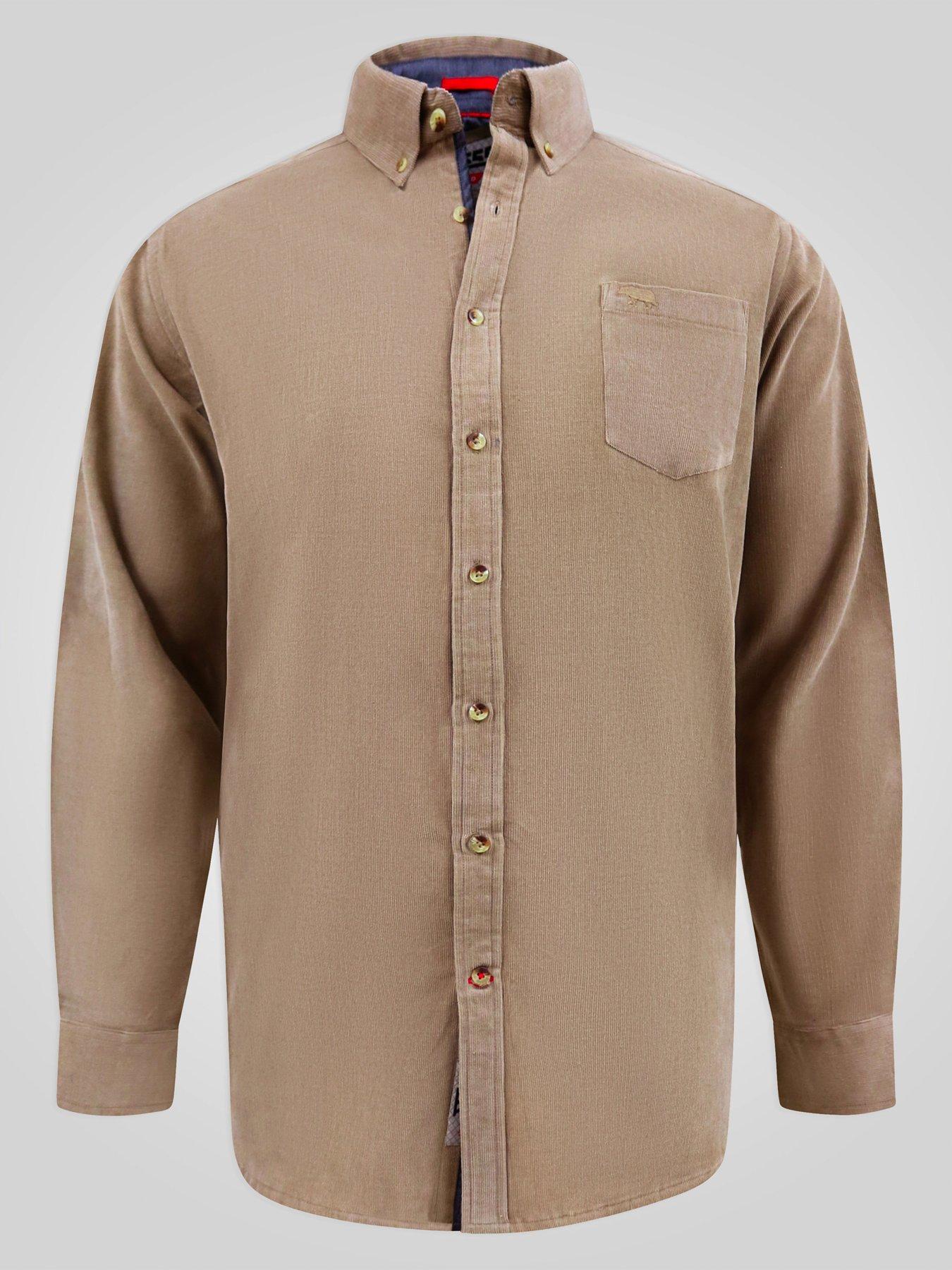 Image 6 of 6 of D555 Mens Button-Down Collar Chest Pocket Corduroy Shirt - Brown