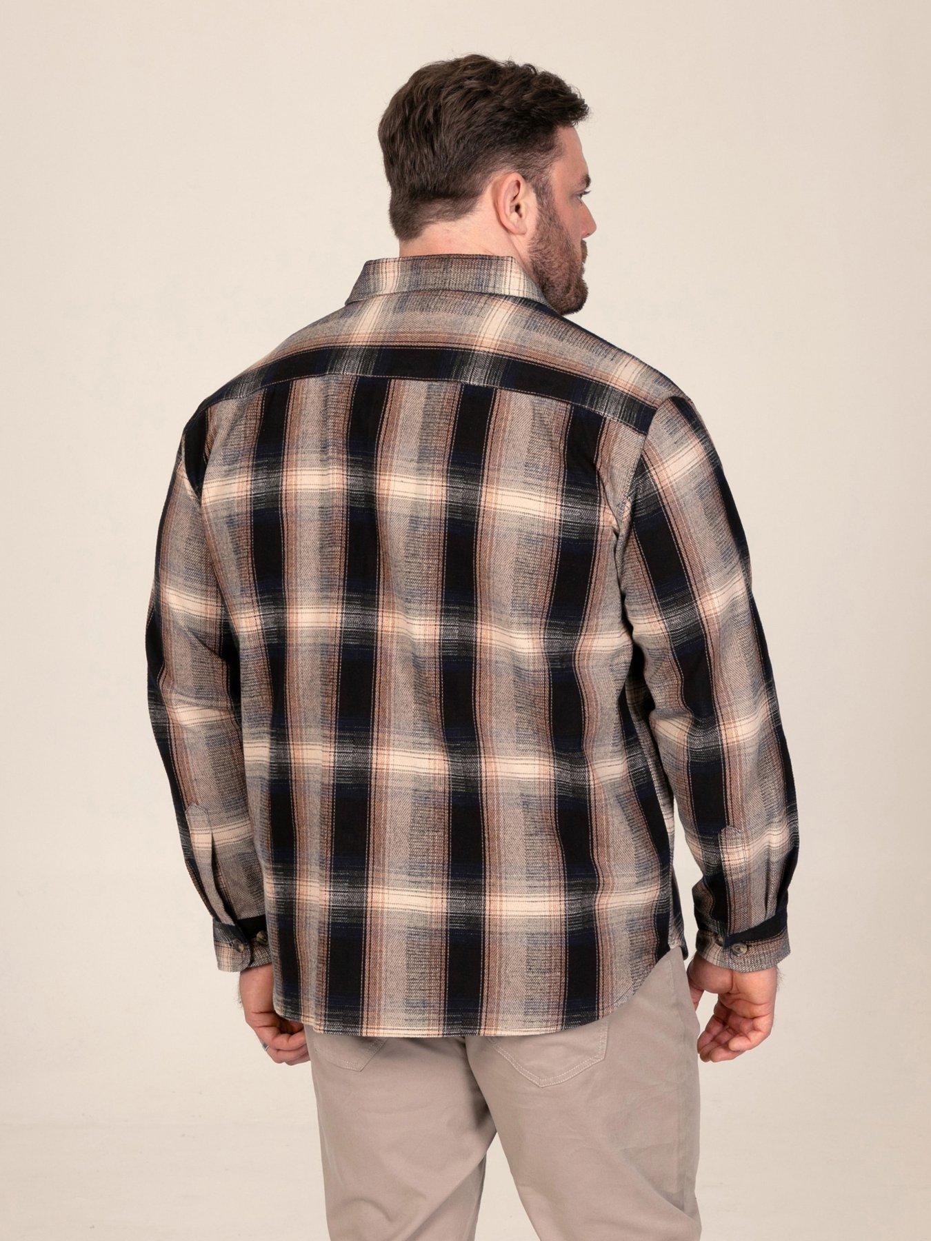 Image 2 of 7 of D555 Mens Tan Check Shacket Overshirt With Pockets - Brown
