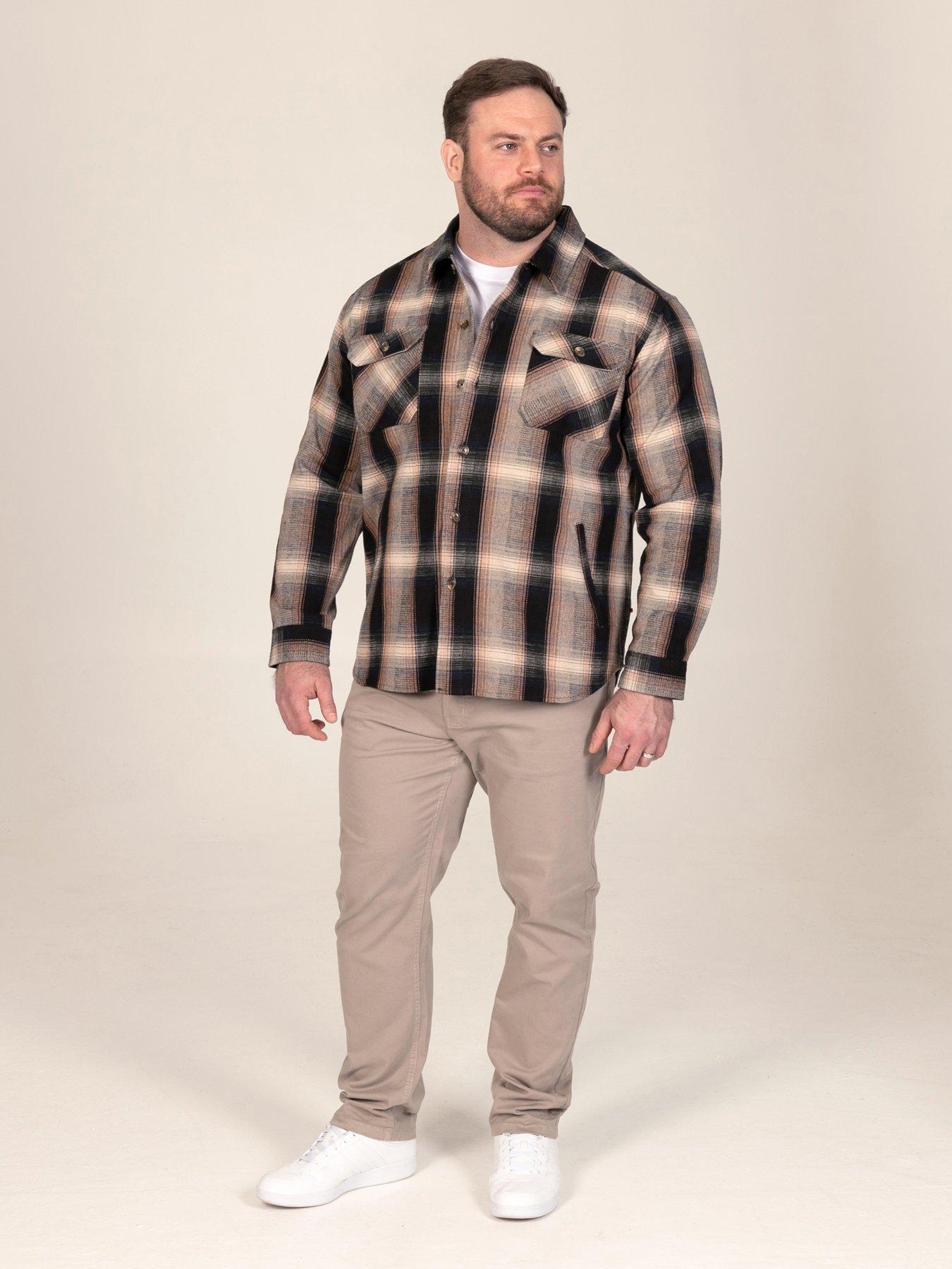 Image 3 of 7 of D555 Mens Tan Check Shacket Overshirt With Pockets - Brown