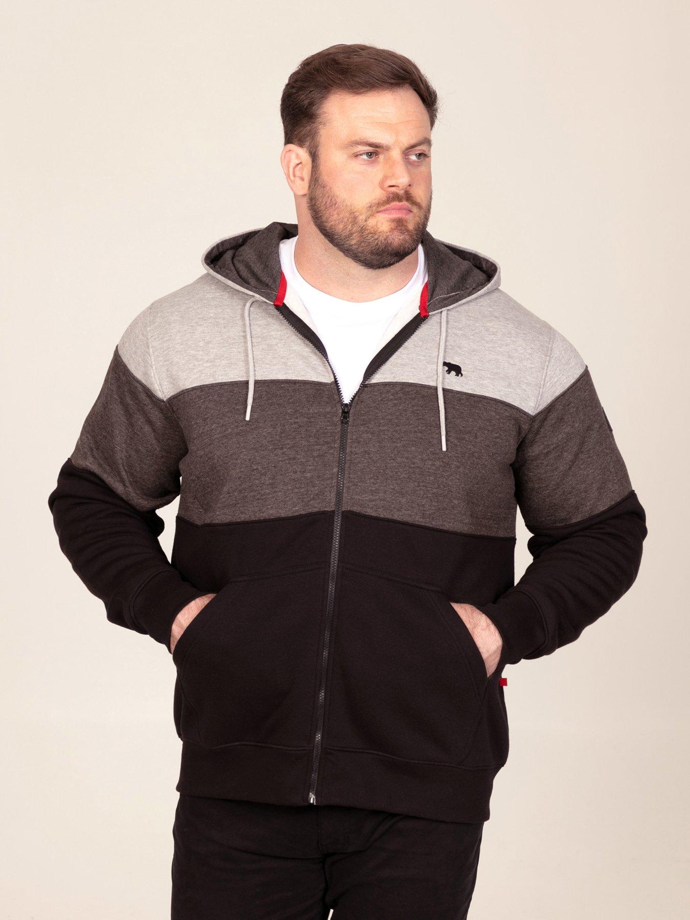 Image 1 of 7 of D555 Mens Big &amp; Tall Zip-Through Cotton Blend Hoodie - Black
