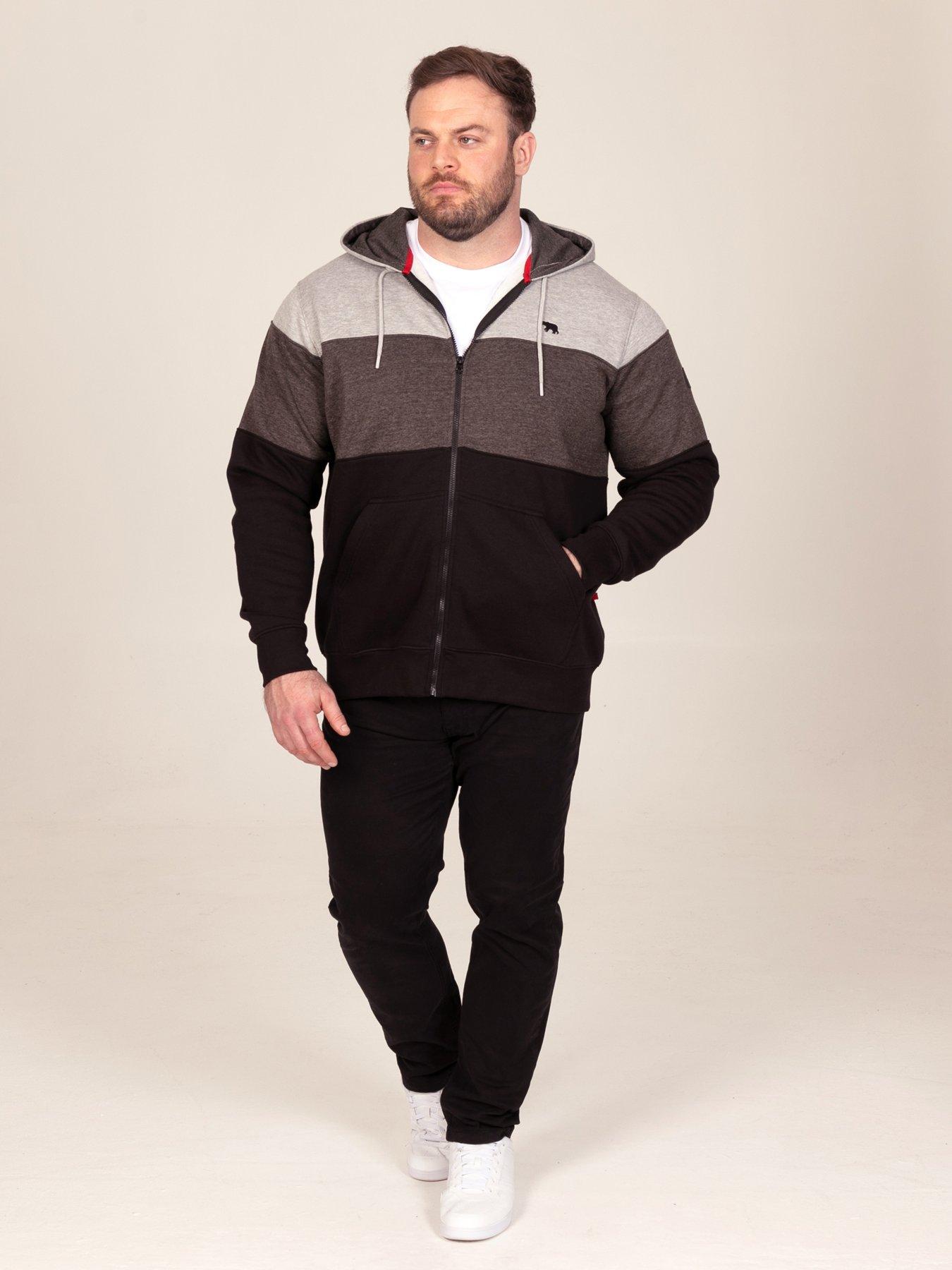 Image 3 of 7 of D555 Mens Big &amp; Tall Zip-Through Cotton Blend Hoodie - Black