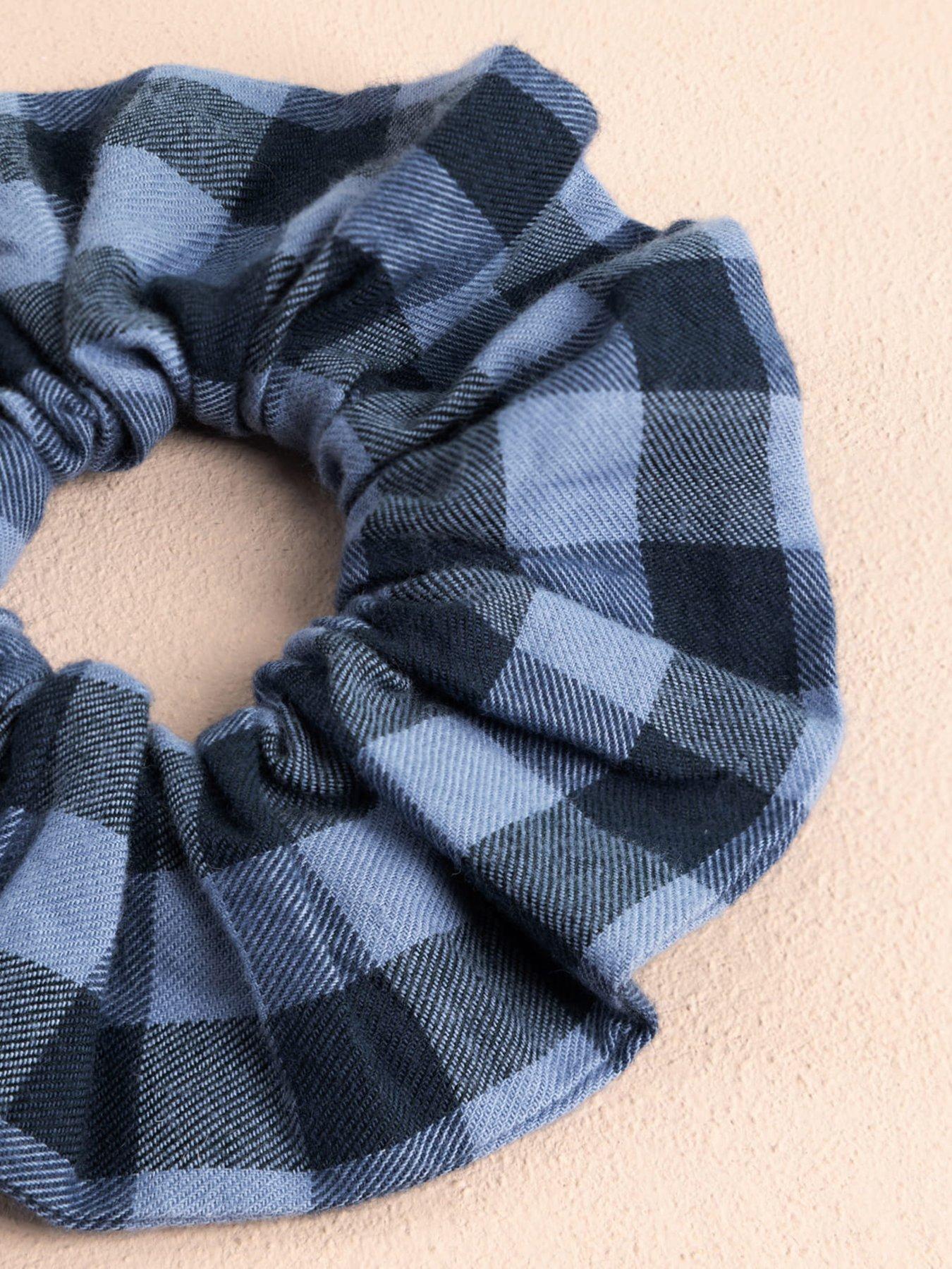 Image 5 of 5 of CHELSEA PEERS Chelsea Peers Organic Cotton Gingham Mythical Dragon Print Sleep Mask & Scrunchie Gift Set - Navy
