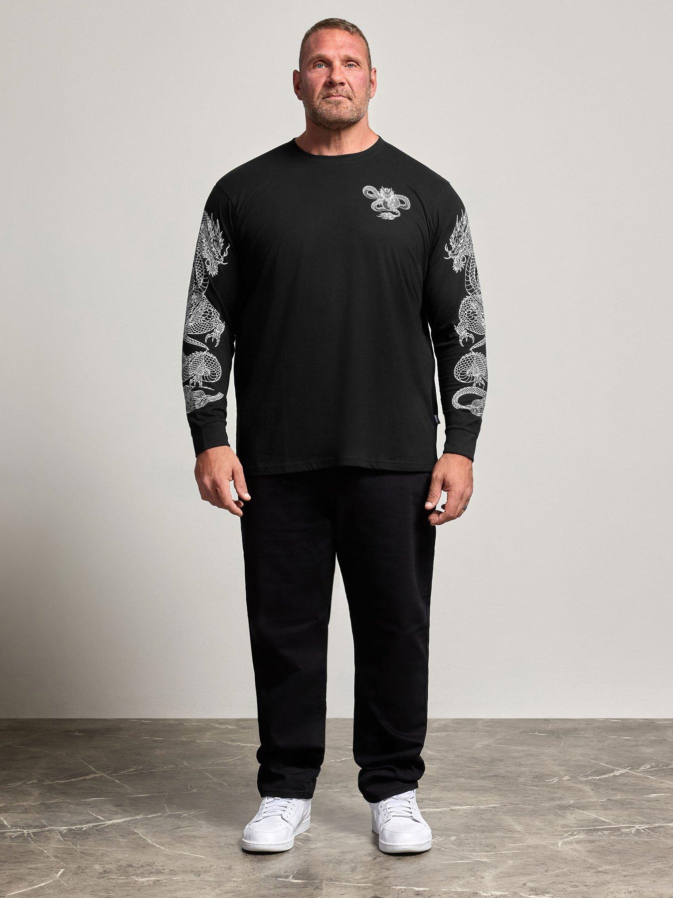 Image 3 of 4 of BadRhino Mens Dragon Bold Back Graphic Long Sleeve T-Shirt - Black