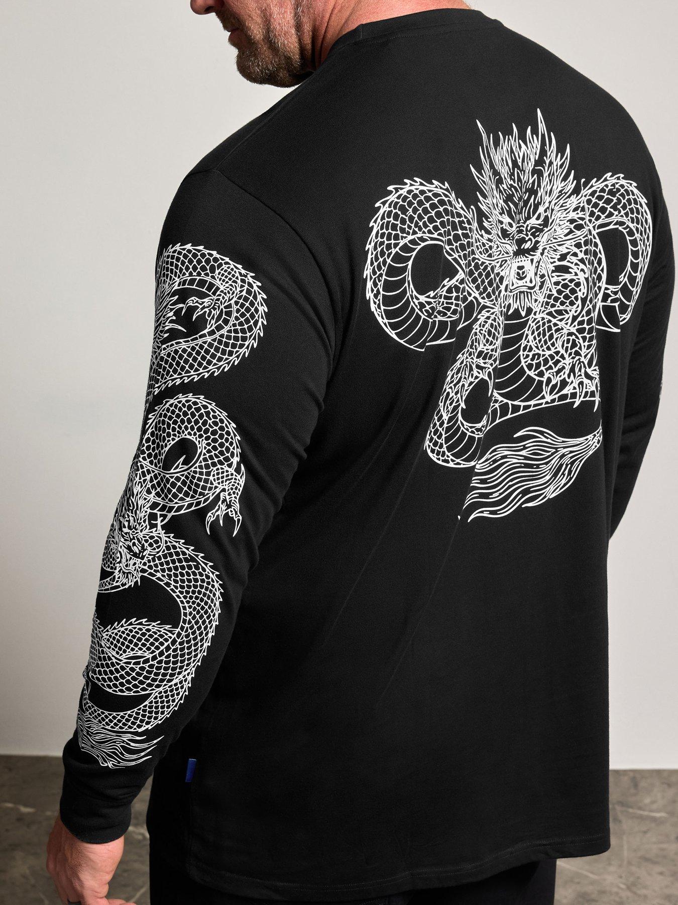 Image 4 of 4 of BadRhino Mens Dragon Bold Back Graphic Long Sleeve T-Shirt - Black
